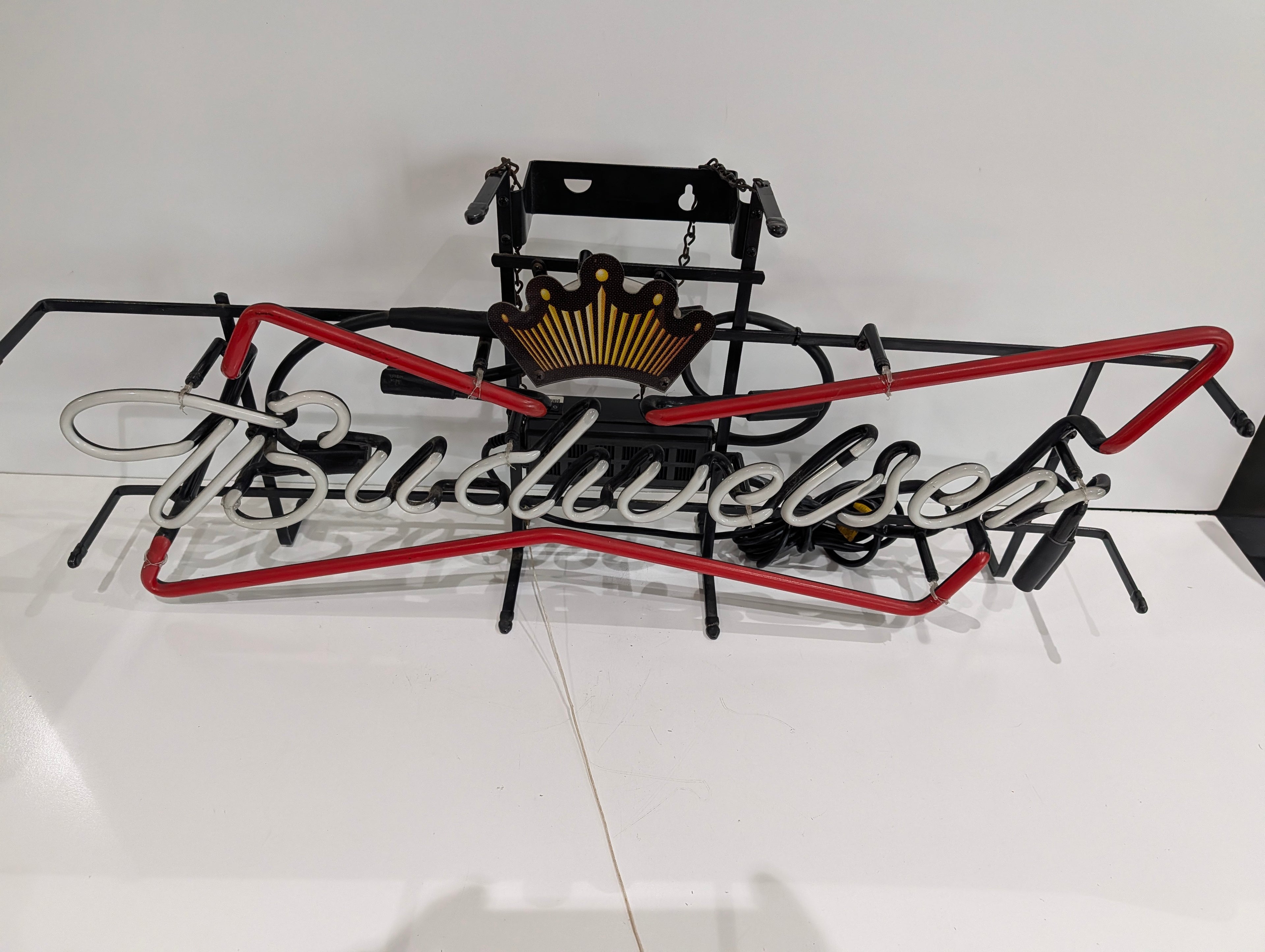 Vintage Budweiser Neon Beer Sign Crown Logo Bar Light Display Non Working