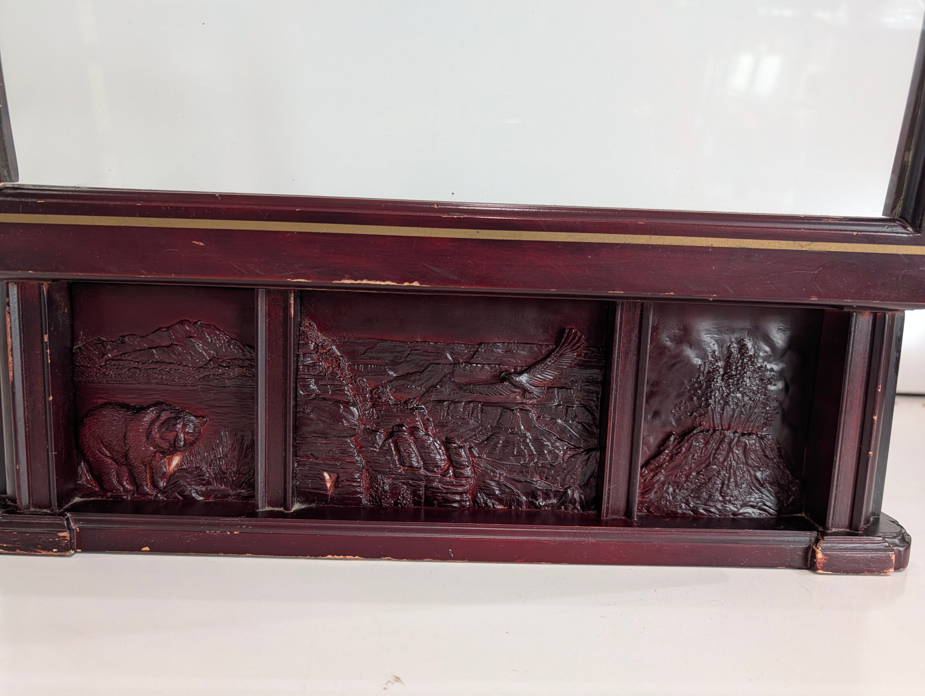 Danbury Mint State Quarter Display Case Wood Glass Top Coin Storage Box Drawer
