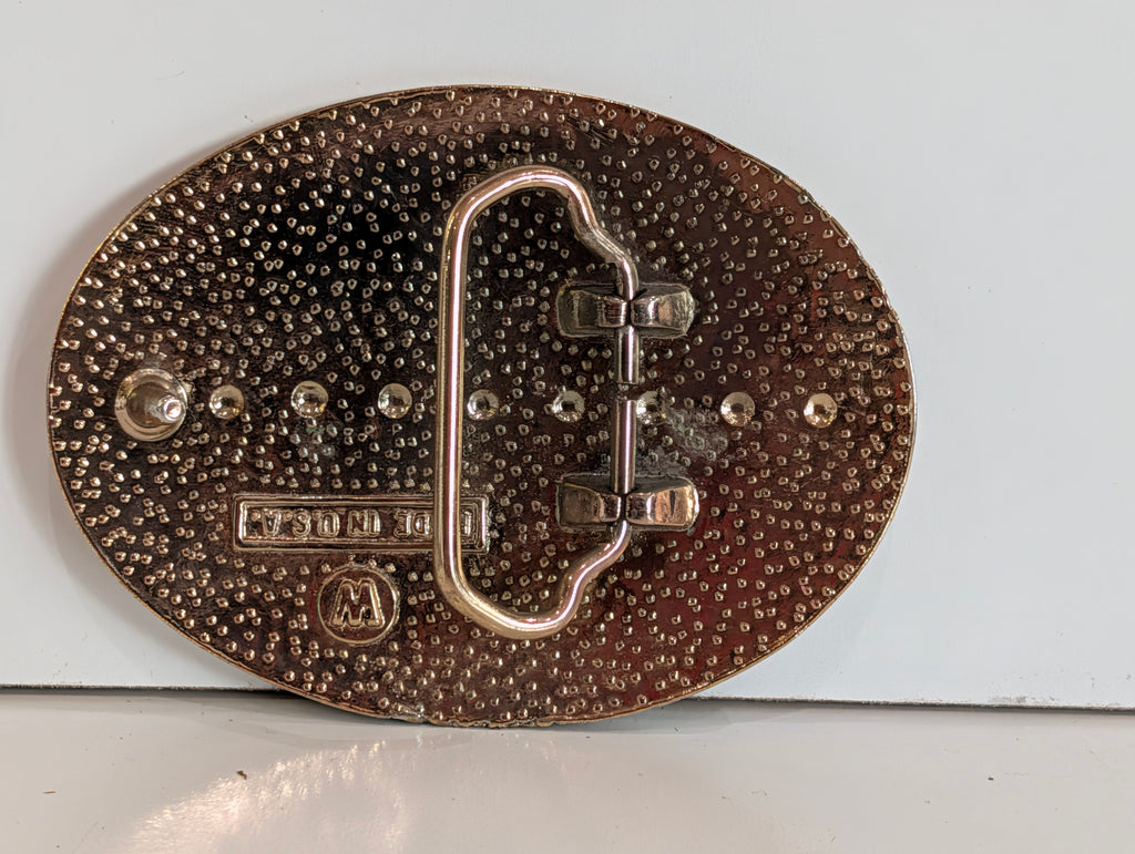 Western Style Gold & Silver Toned Floral Pattern Belt Buckle Blue Ribbon Award