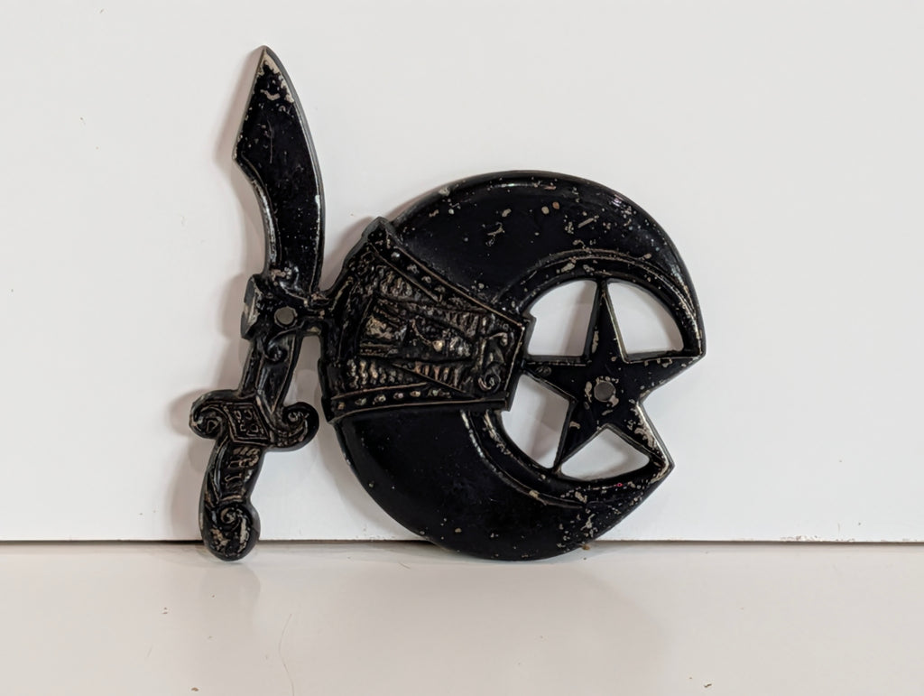 Vintage Western Cowboy Hat Gun Revolver Belt Buckle Black Enamel Star Design