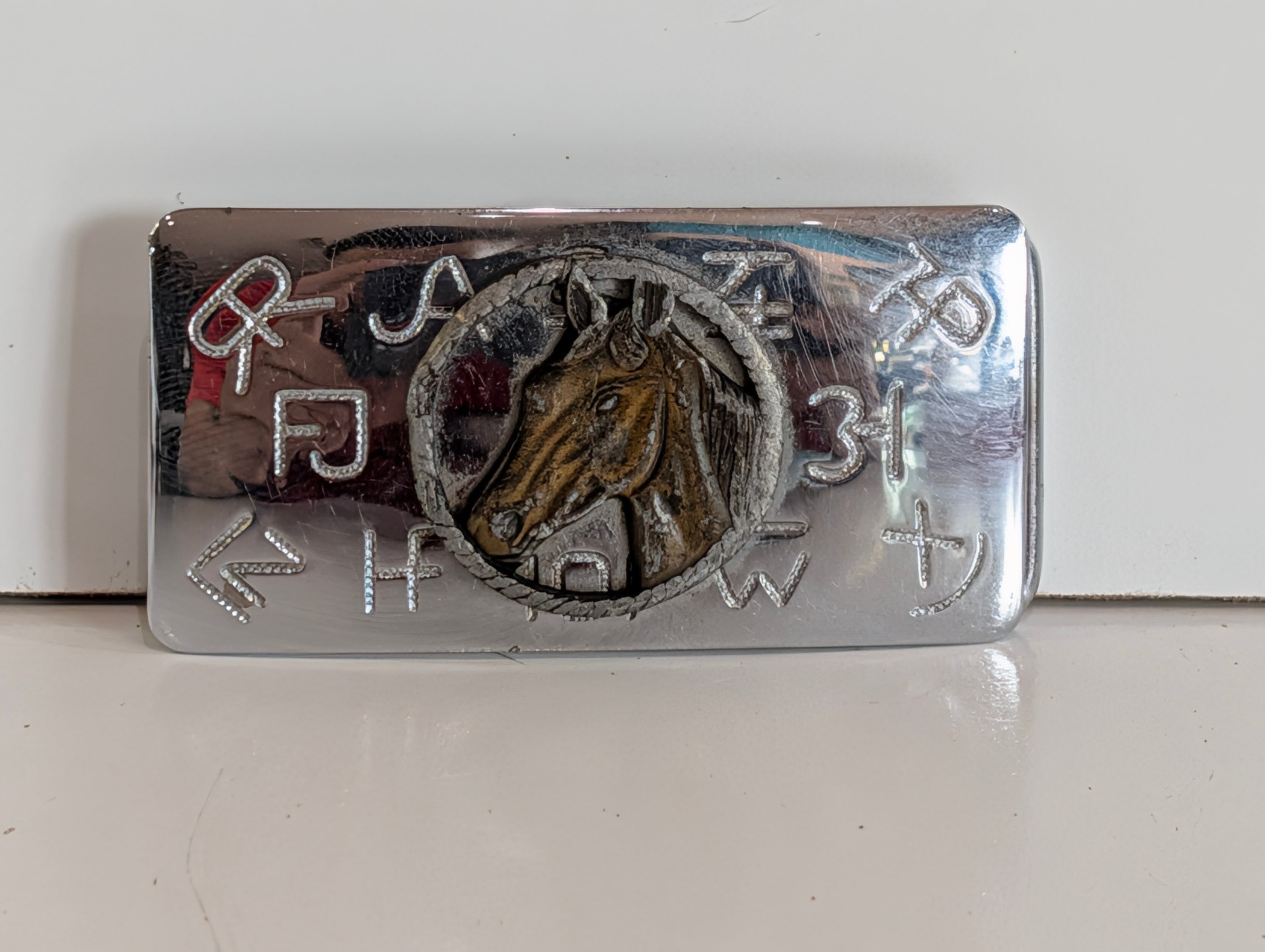 Vintage Western Cowboy Hat Gun Revolver Belt Buckle Black Enamel Star Design