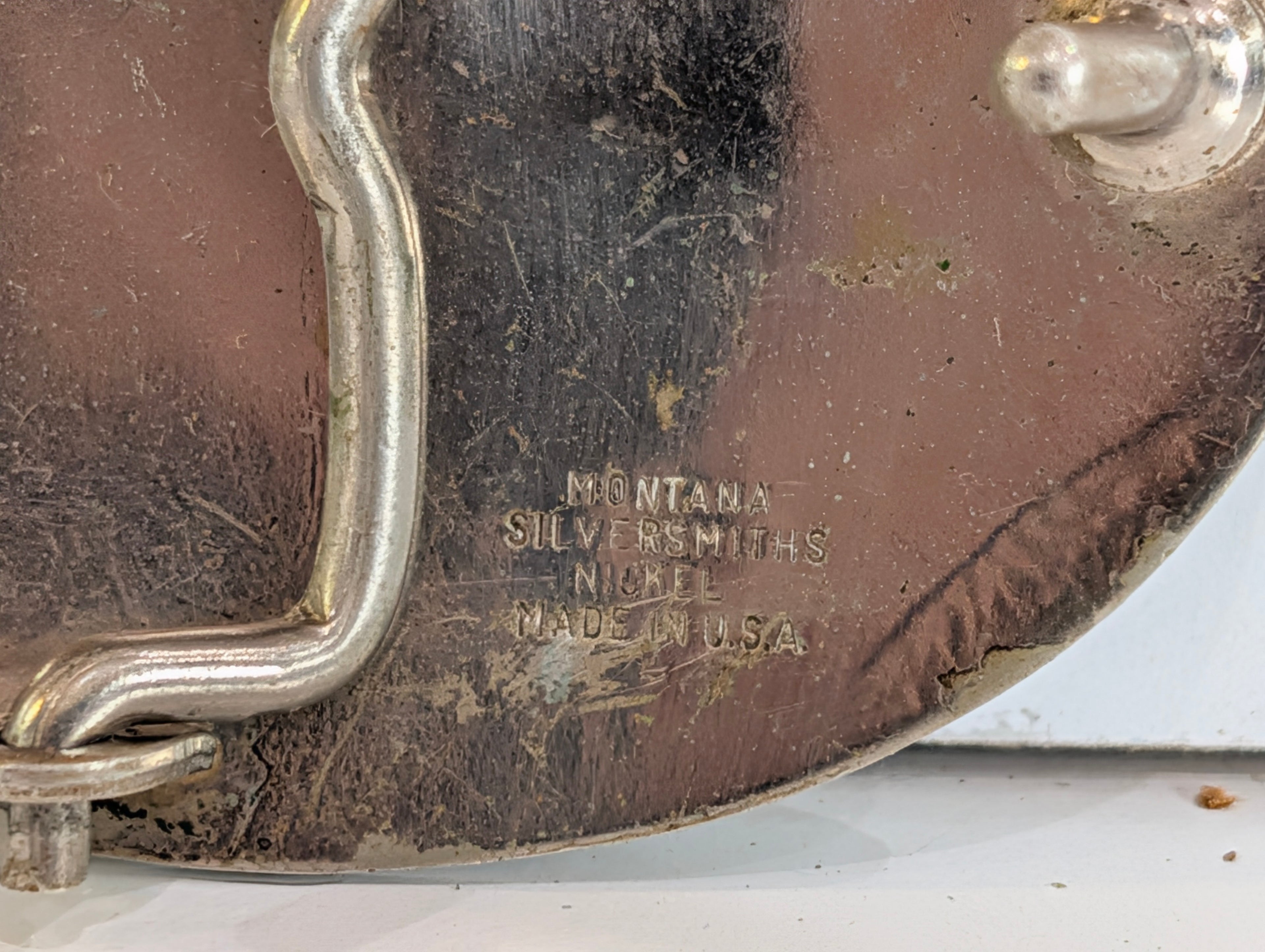 Vintage Montana Silversmiths Bucking Bronco Belt Buckle Floral Engraved USA