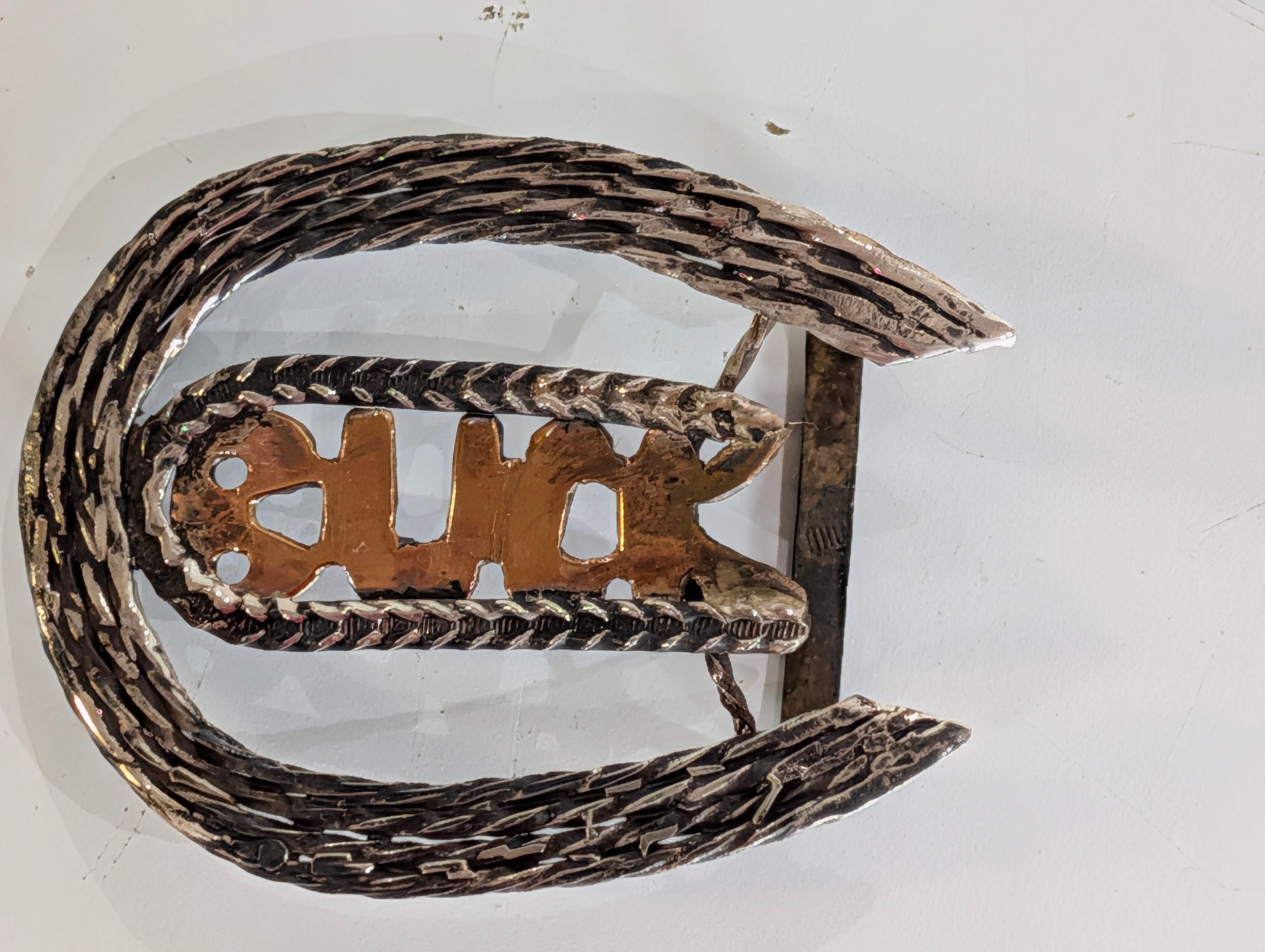 Vintage Western Cowboy Belt Buckle Buck Text Rope Design Rustic Metal Buckle