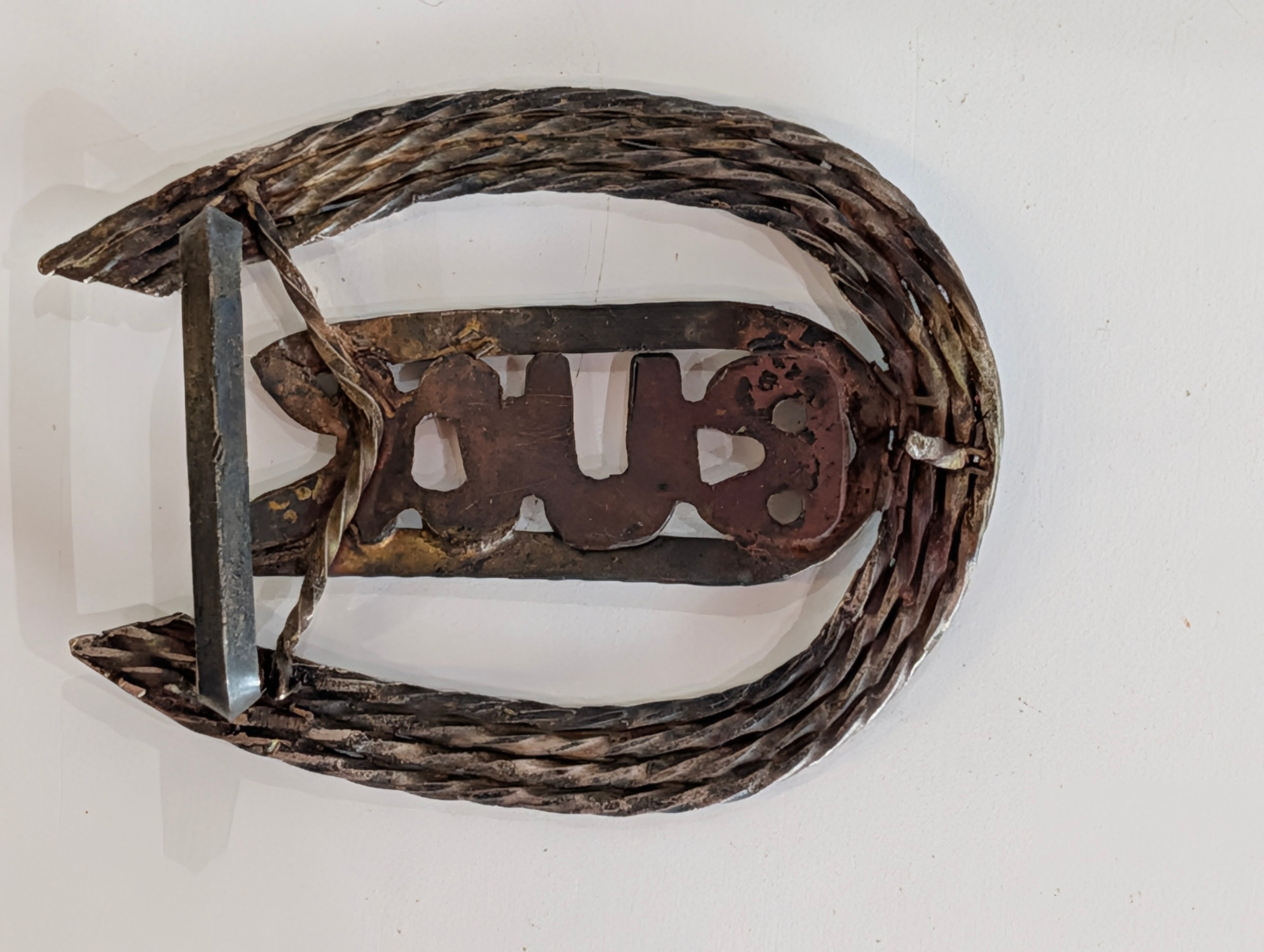 Vintage Western Cowboy Belt Buckle Buck Text Rope Design Rustic Metal Buckle