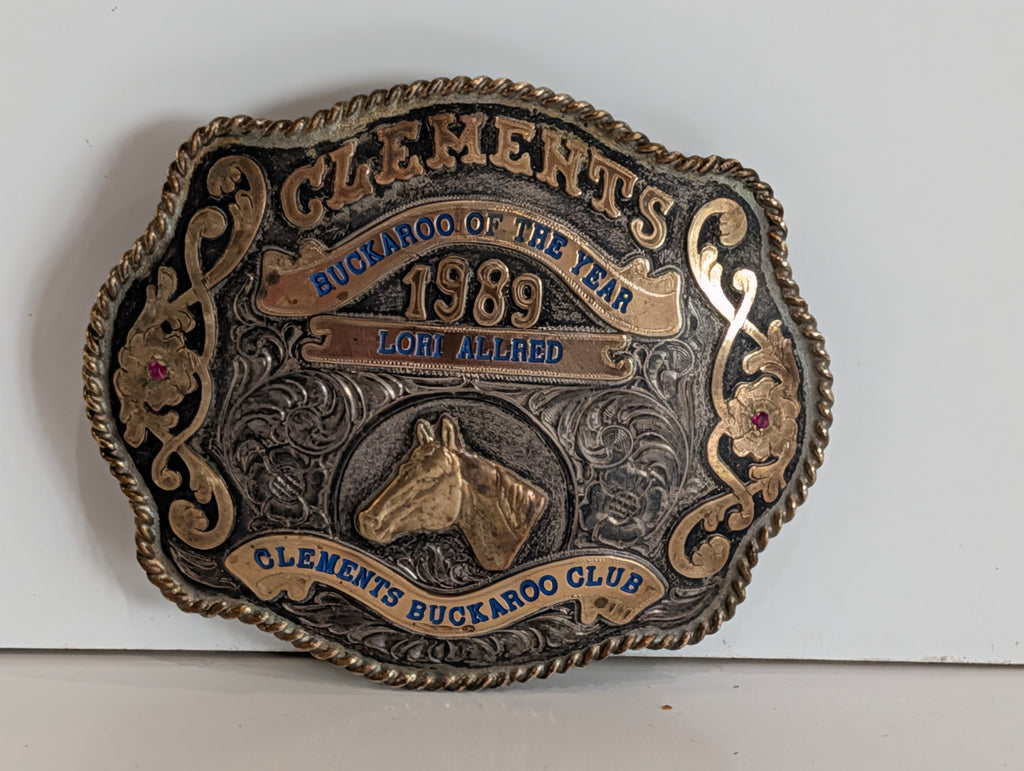 Vintage Western Cowboy Belt Buckle Buck Text Rope Design Rustic Metal Buckle