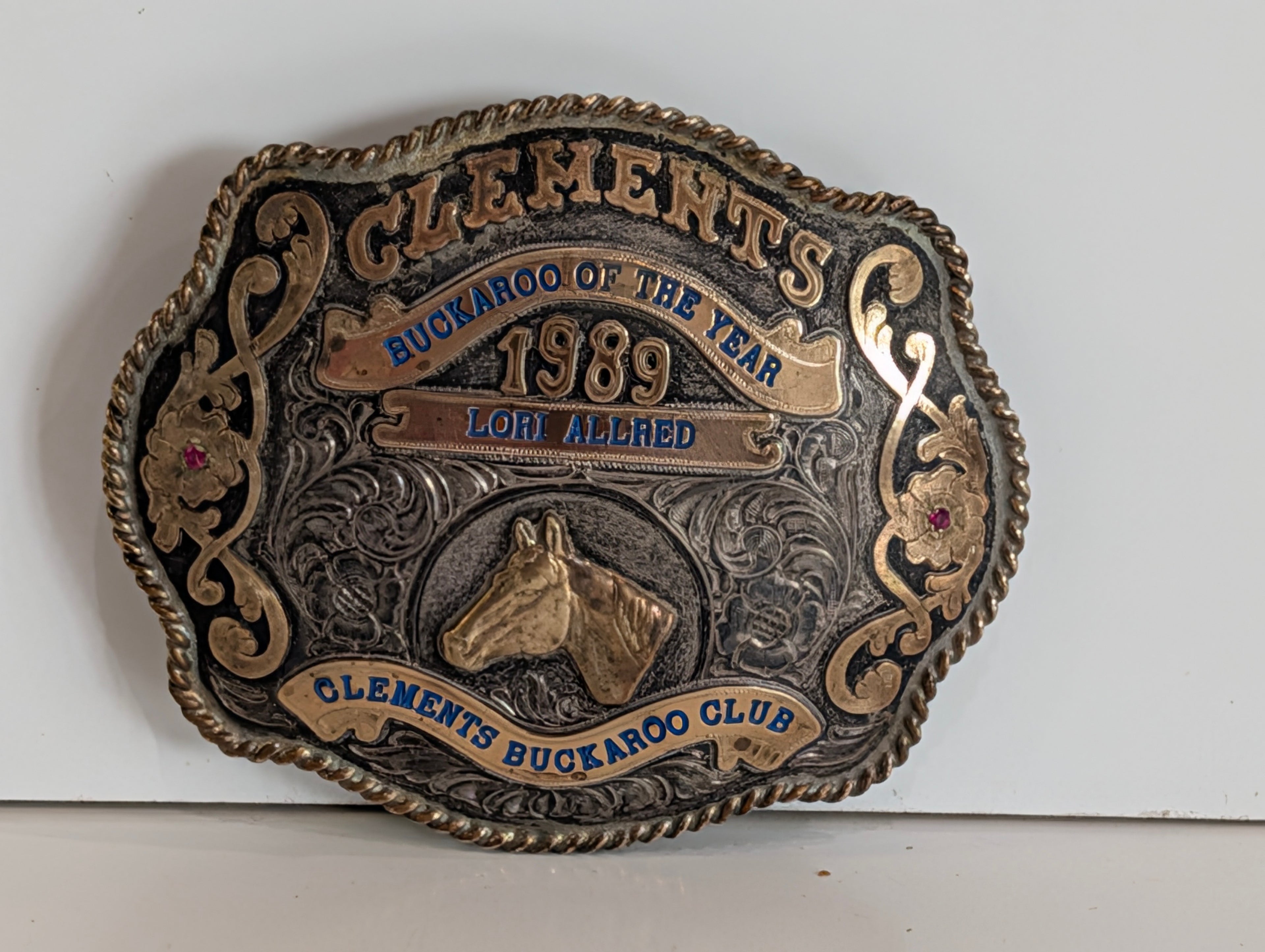 Vintage Western Cowboy Belt Buckle Buck Text Rope Design Rustic Metal Buckle