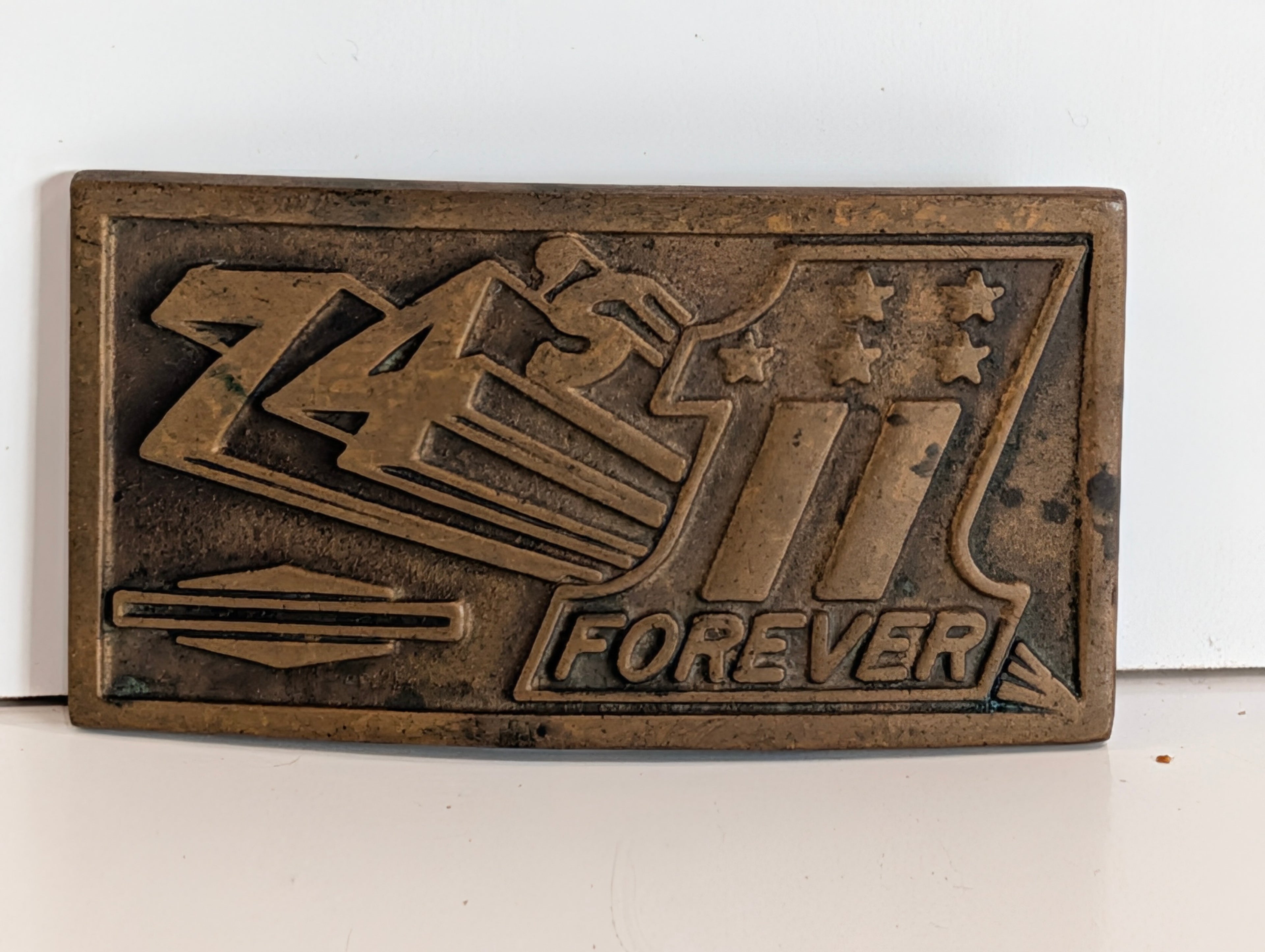 Vintage 1970s 24-7 Forever Western Belt Buckle Brass Rodeo Cowboy Style