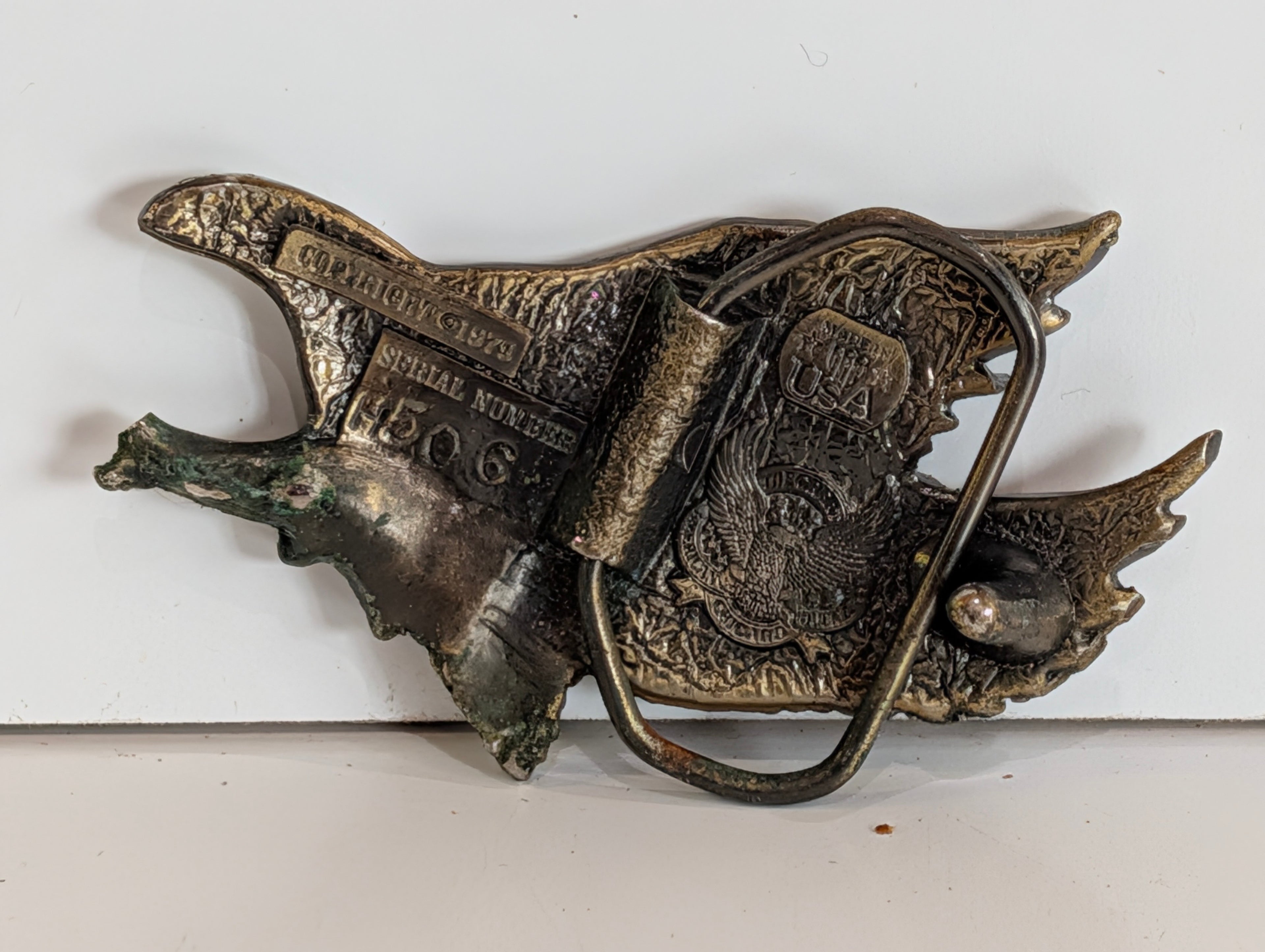 Vintage 1979 Bald Eagle USA Belt Buckle Limited Serial 1506 Patriotic