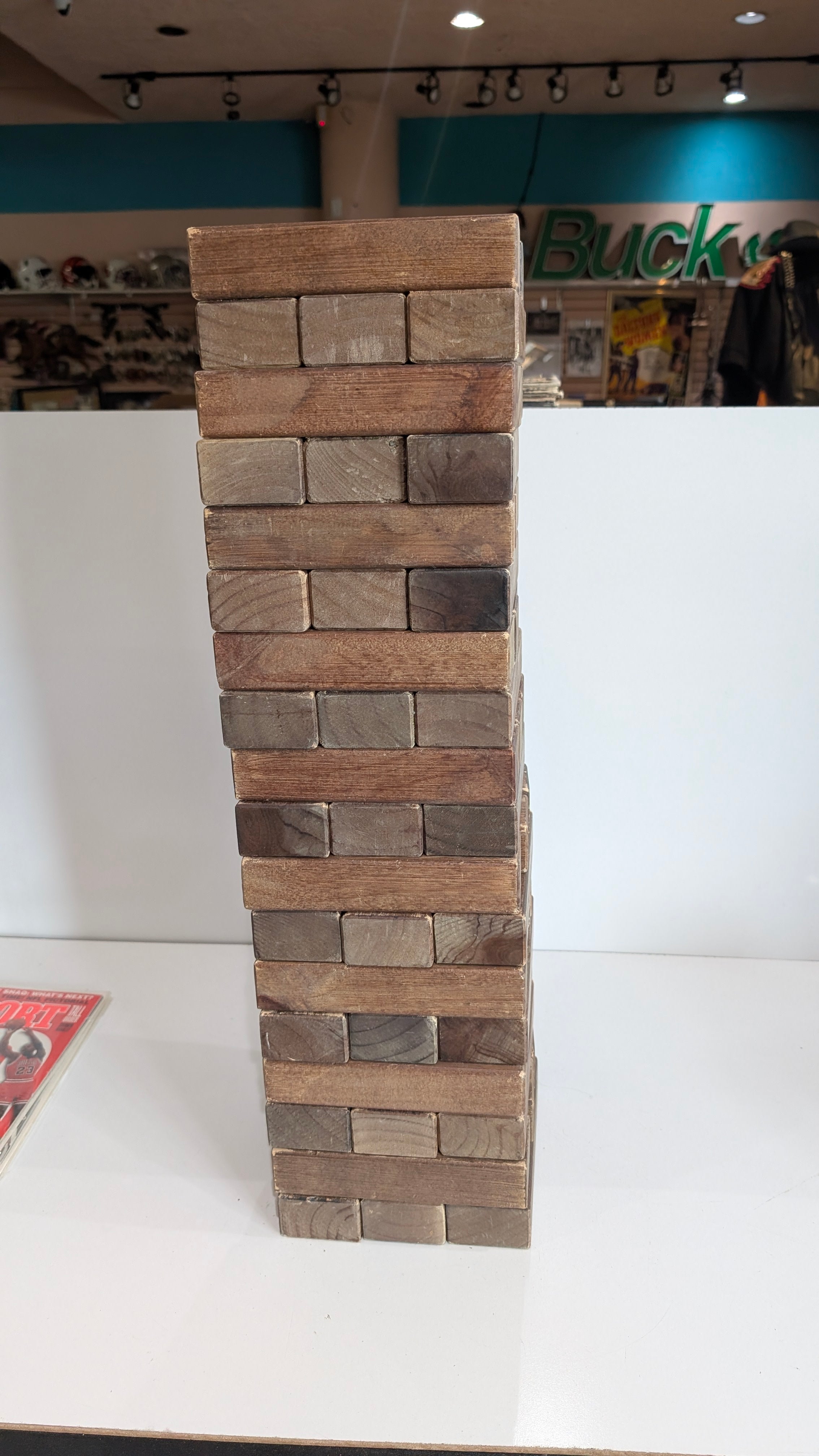 Wooden Tumbling Tower Block Game Classic Stacking Tabletop Party Game Set