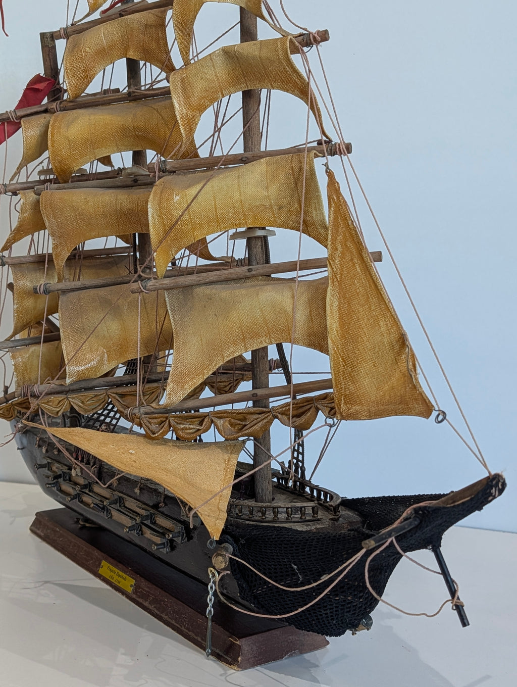 Vintage Spanish Frigate Model Ship 1780 Wooden Sailing Ship Display Nautical