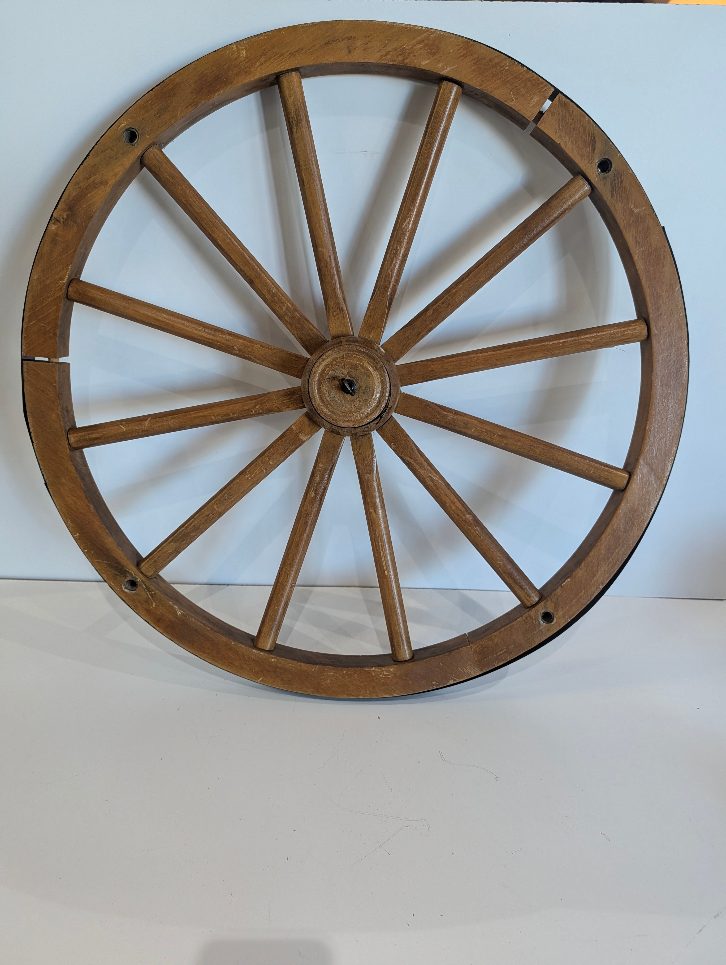 Vintage Wooden Wagon Wheel Wall Decor Rustic Farmhouse Western Style Display