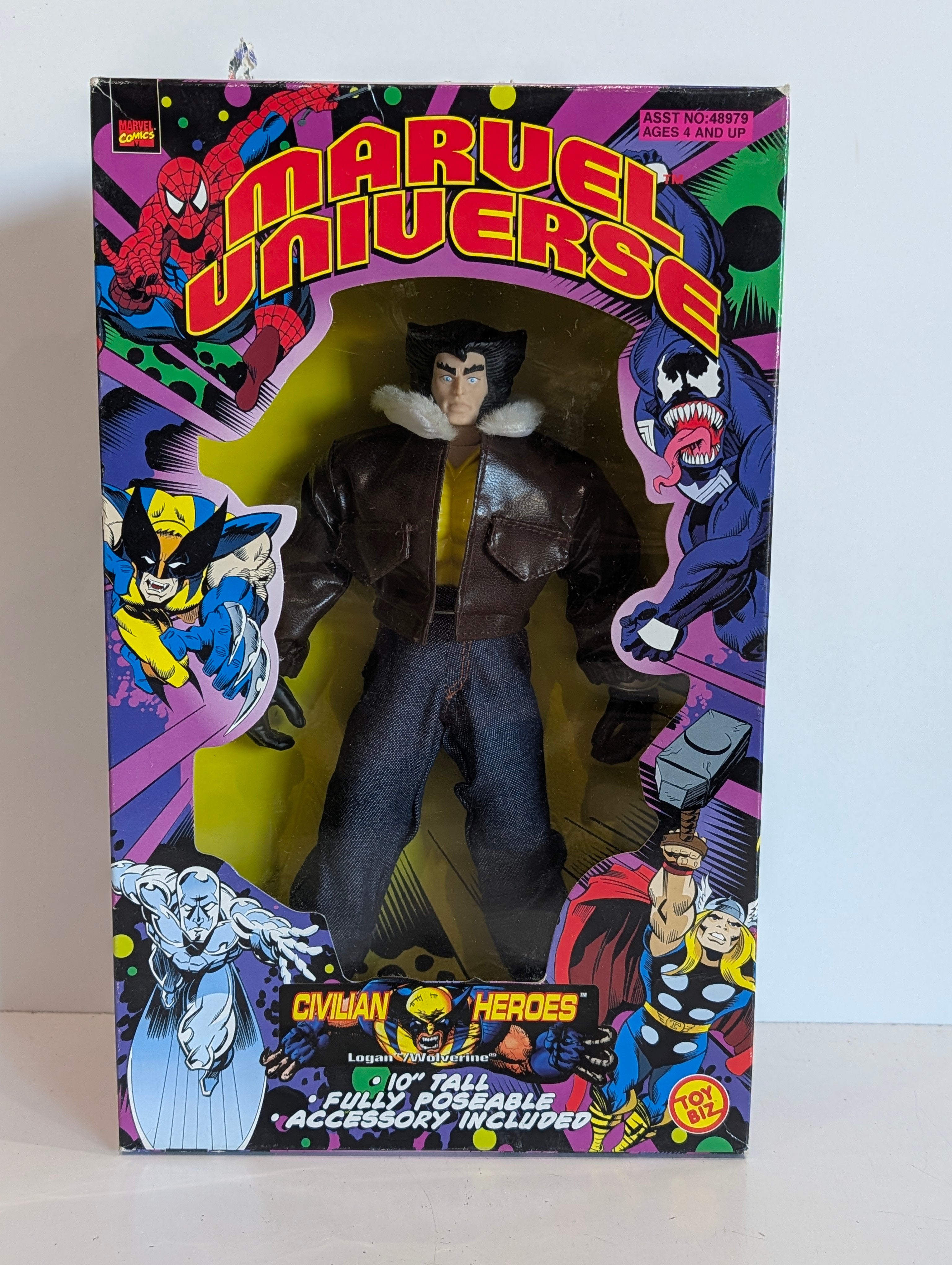 Wolverine - Vintage 1998 Toy Biz Marvel Universe Logan Wolverine Civilian Heroes 10 Inch Figure MIB