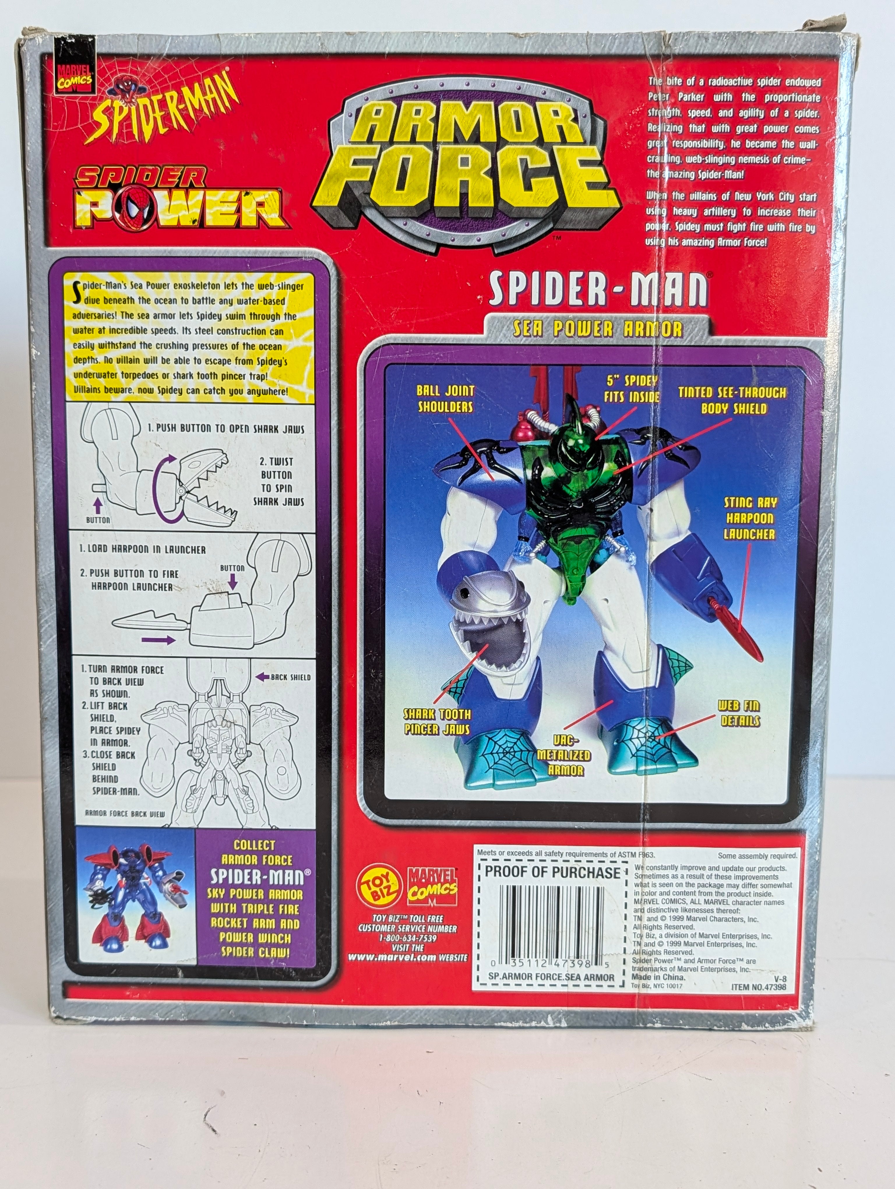 1999 Sea Power Armor Spider-Man Toybiz w/ 5" Sea Spiderman Action Figure NEW