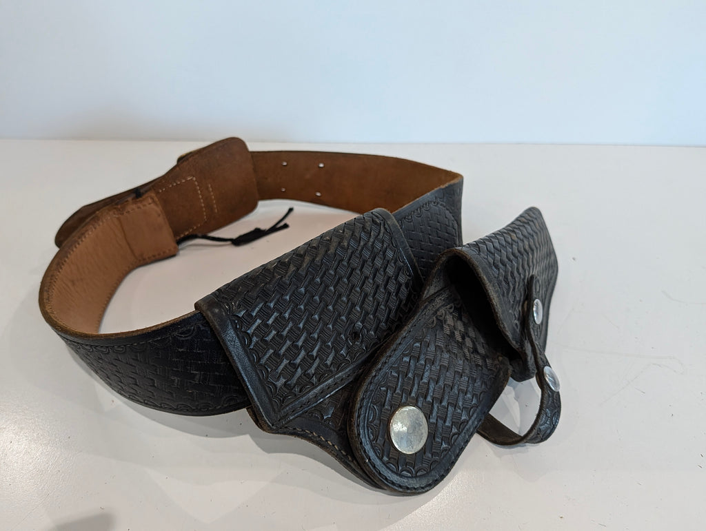 Duty Belt - Vintage Leather Basketweave Duty Belt Holster Police Security Gear Adjustable