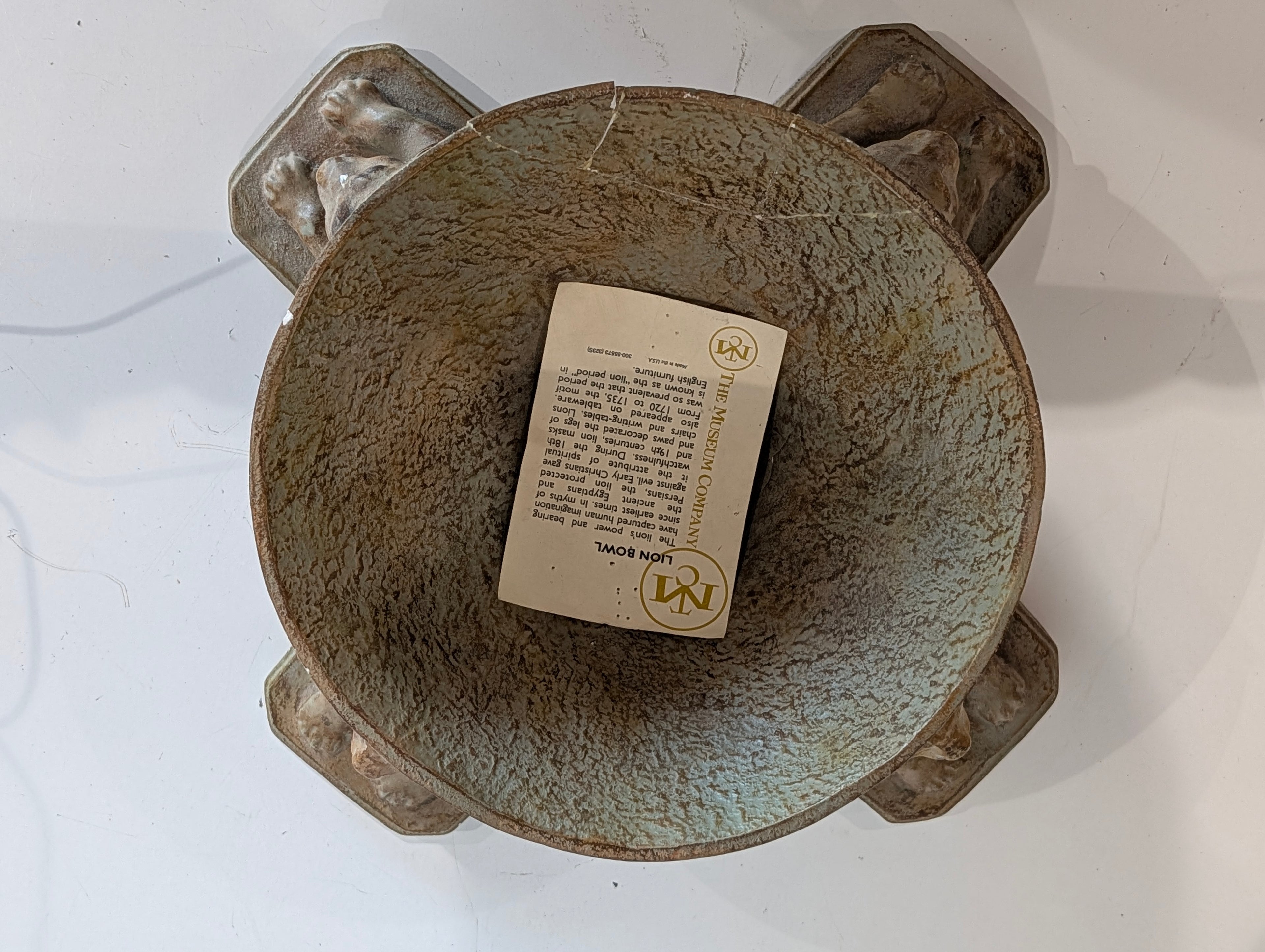 Vintage Lion Bowl Centerpiece Pedestal Resin Decorative Compote Museum Company Decor