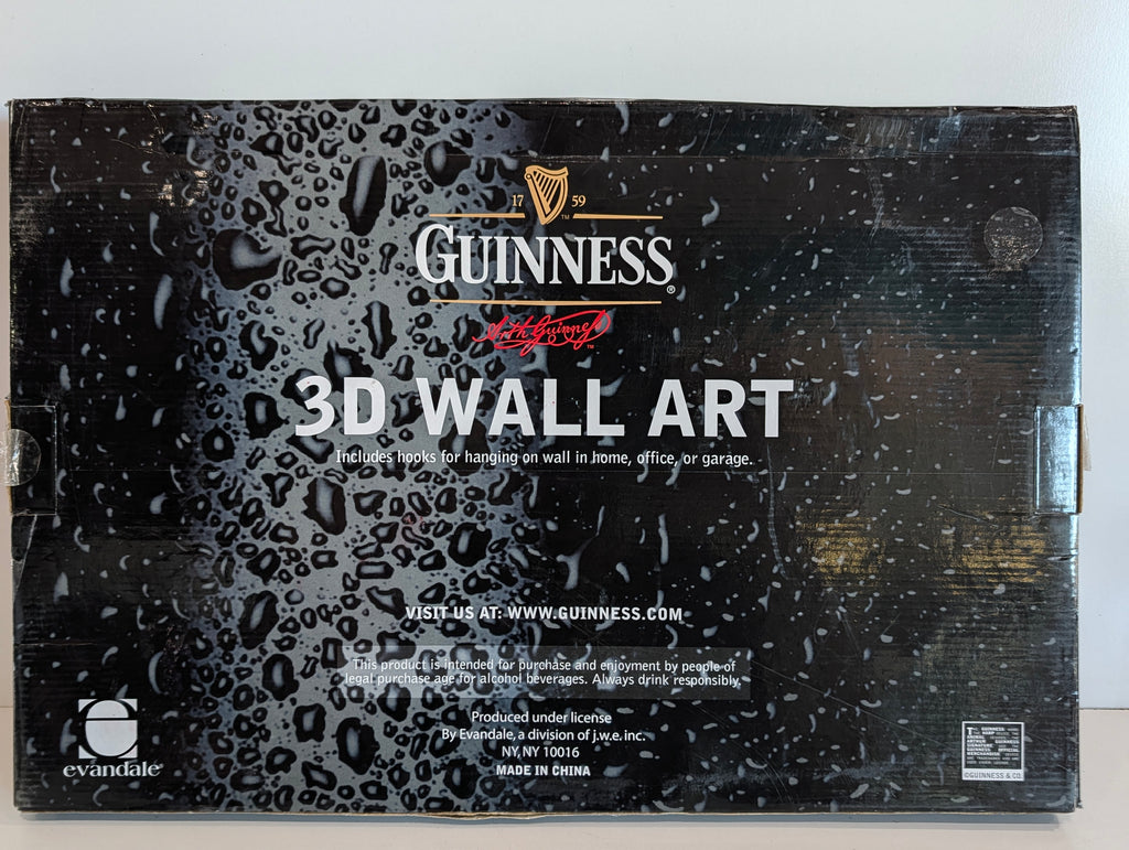 Guinness 3D Wall Art Beer Pint Sign Bar Decor Licensed Display New In Box