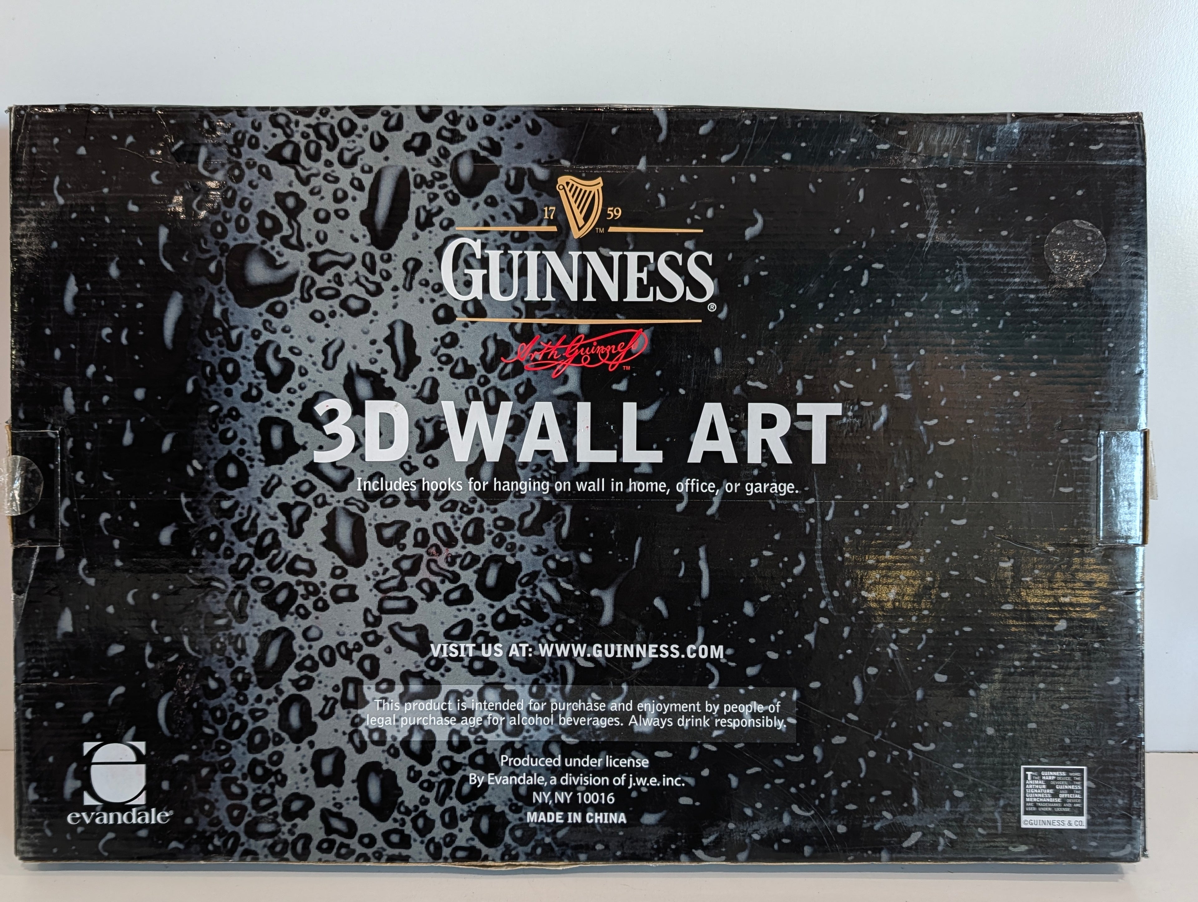 Guinness 3D Wall Art Beer Pint Sign Bar Decor Licensed Display New In Box