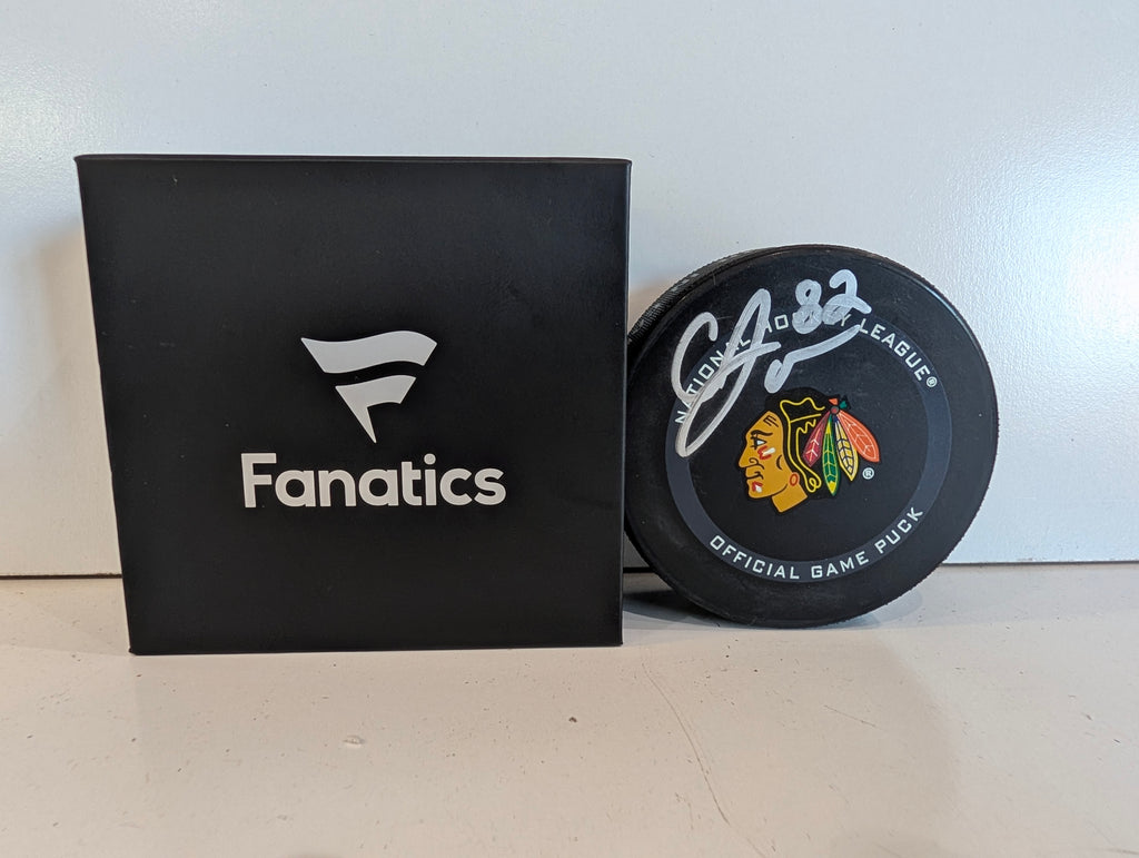 Signed Caleb Jones Chicago Blackhawks Official NHL Game Puck Autograph Fanatics