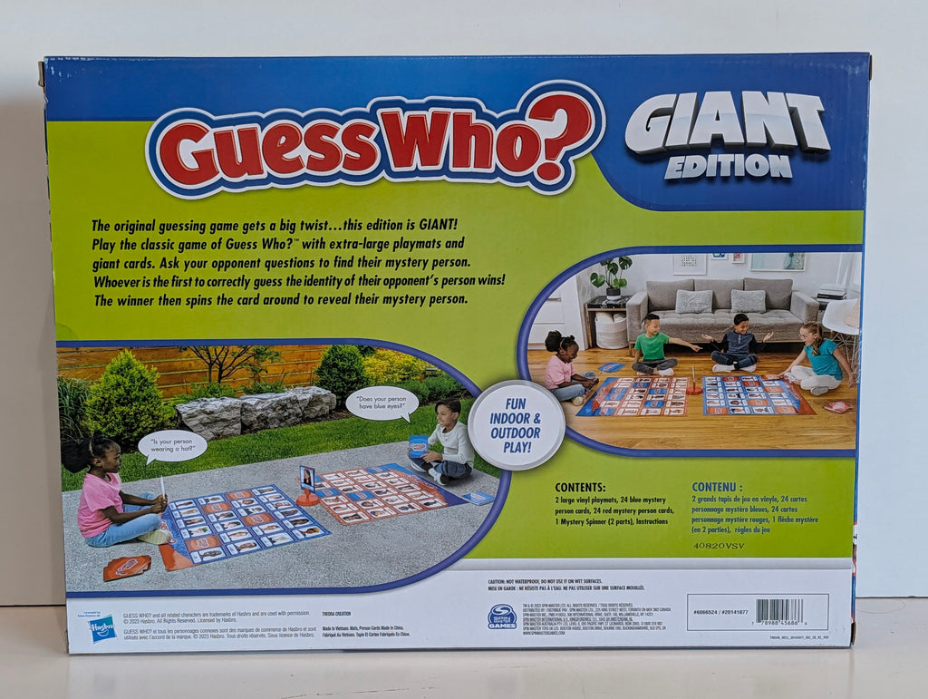 Guess Who Giant Edition Board Game Hasbro Family Kids Indoor Outdoor Play