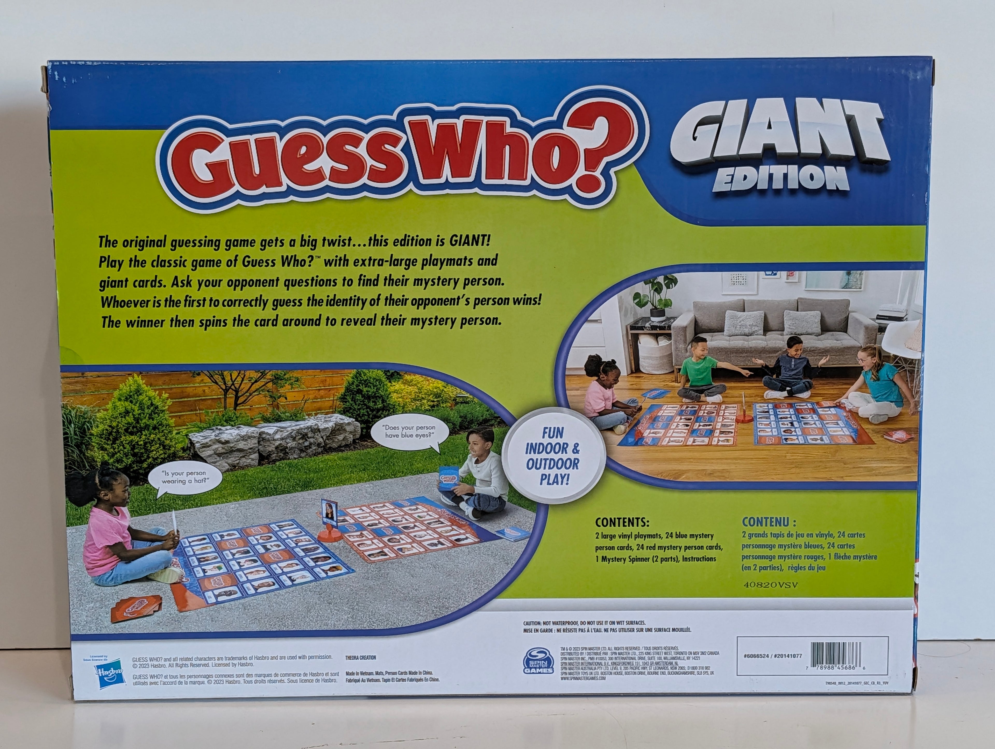 Guess Who Giant Edition Board Game Hasbro Family Kids Indoor Outdoor Play