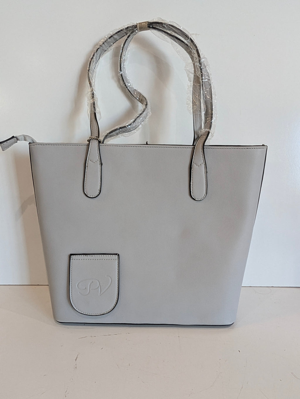 PortoVino Wine Purse Light Gray Insulated Hidden Spout Tote Bag Bella Vita