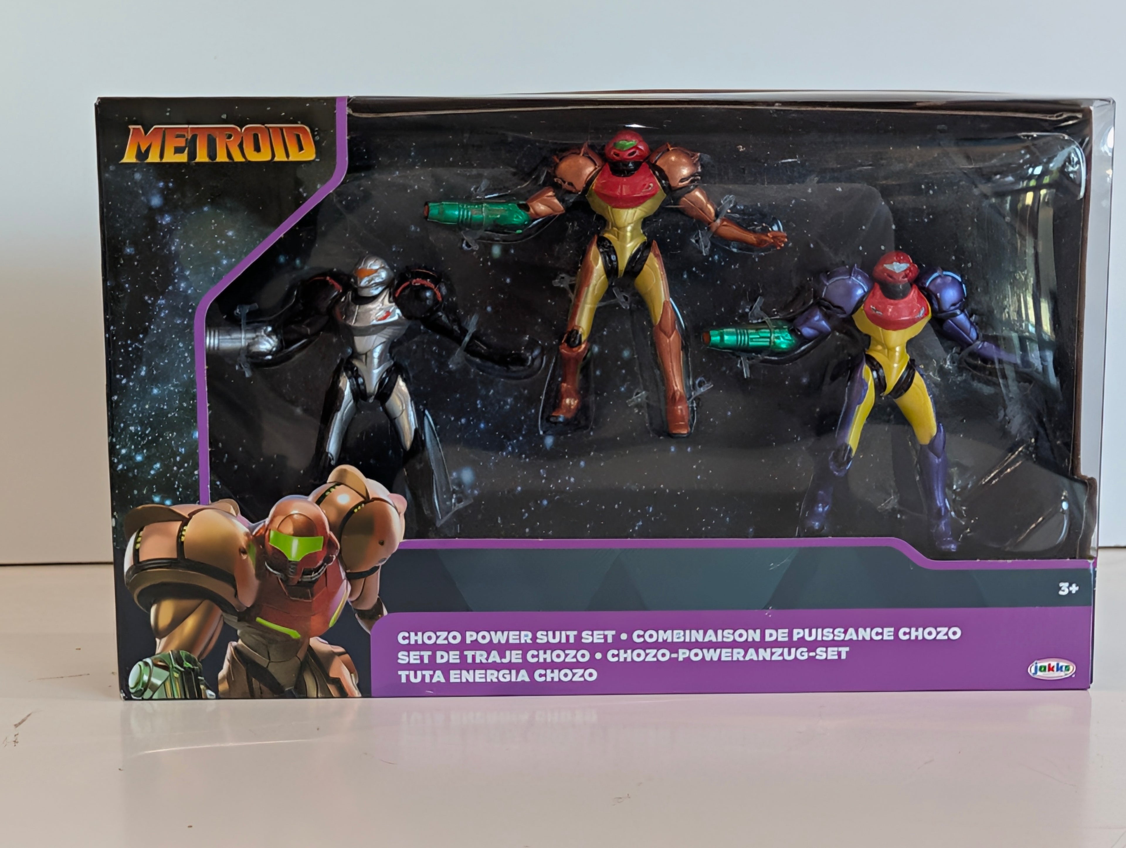 Metroid Chozo Power Suit Set Samus Figures Jakks Pacific Nintendo 3 Pack NIB