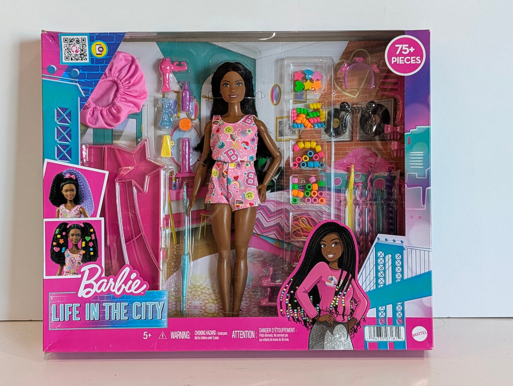 Barbie Life In The City Doll 75+ Pieces Hair Styling Playset Mattel Toy Set