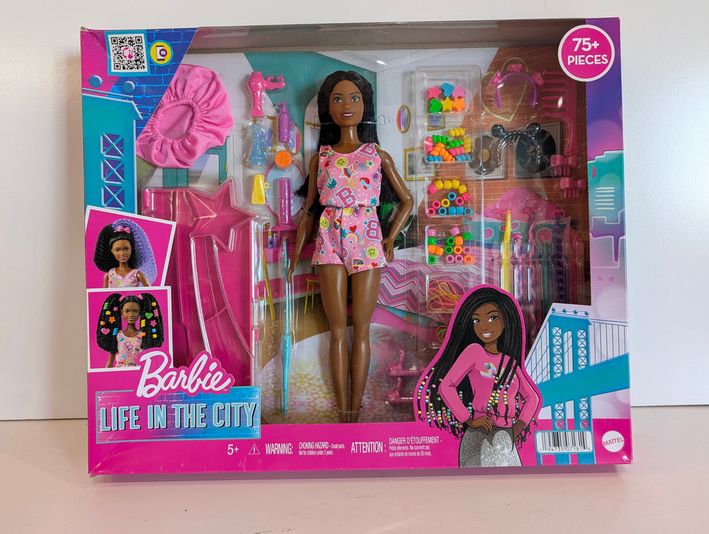Barbie Life In The City Doll 75+ Pieces Hair Styling Playset Mattel Toy Set