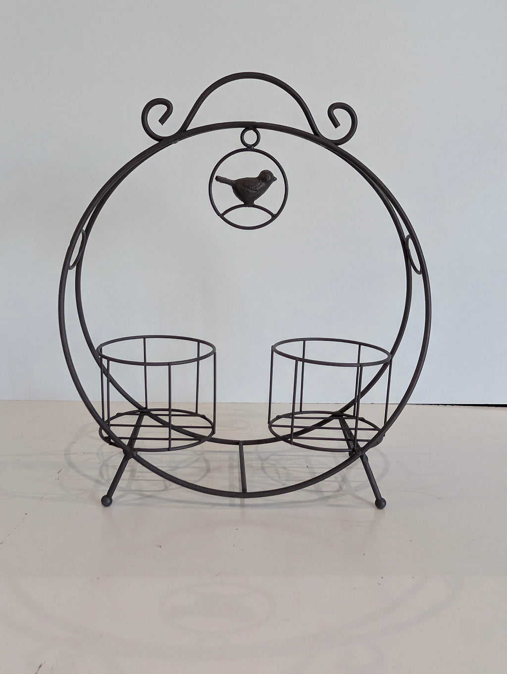 Decorative Metal Plant Stand Candle Holder Bird Scroll Dual Holder Display