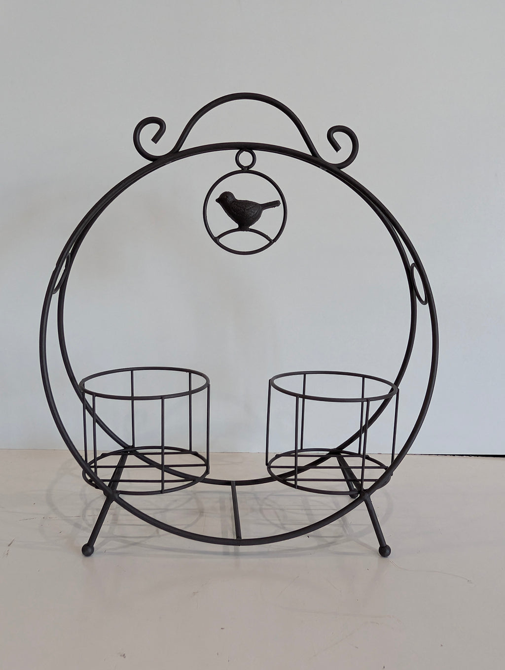 Decorative Metal Plant Stand Candle Holder Bird Scroll Dual Holder Display
