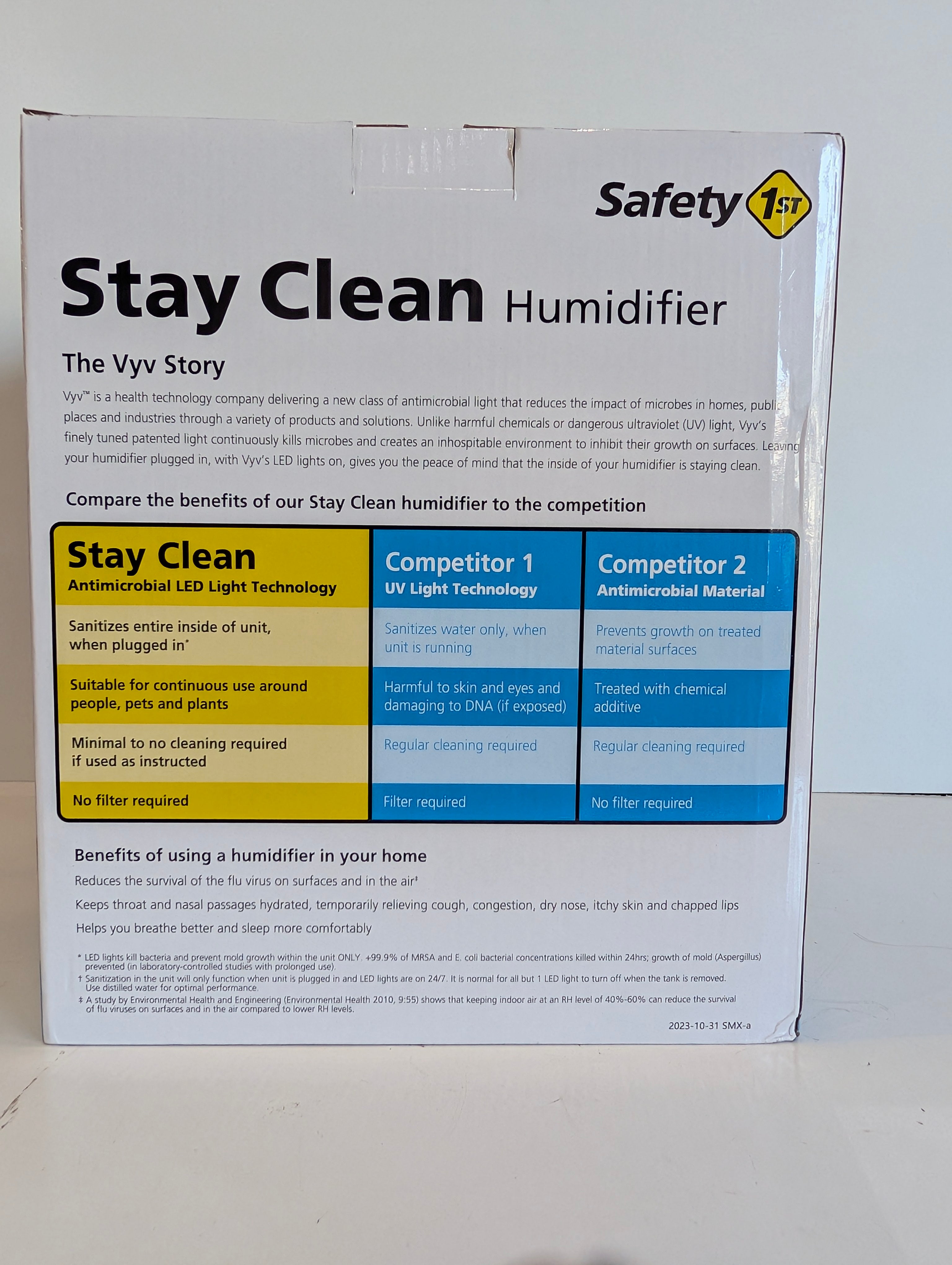 Safety 1st Stay Clean Humidifier 1 Gallon Cool Mist LED Sanitizing Filter Free