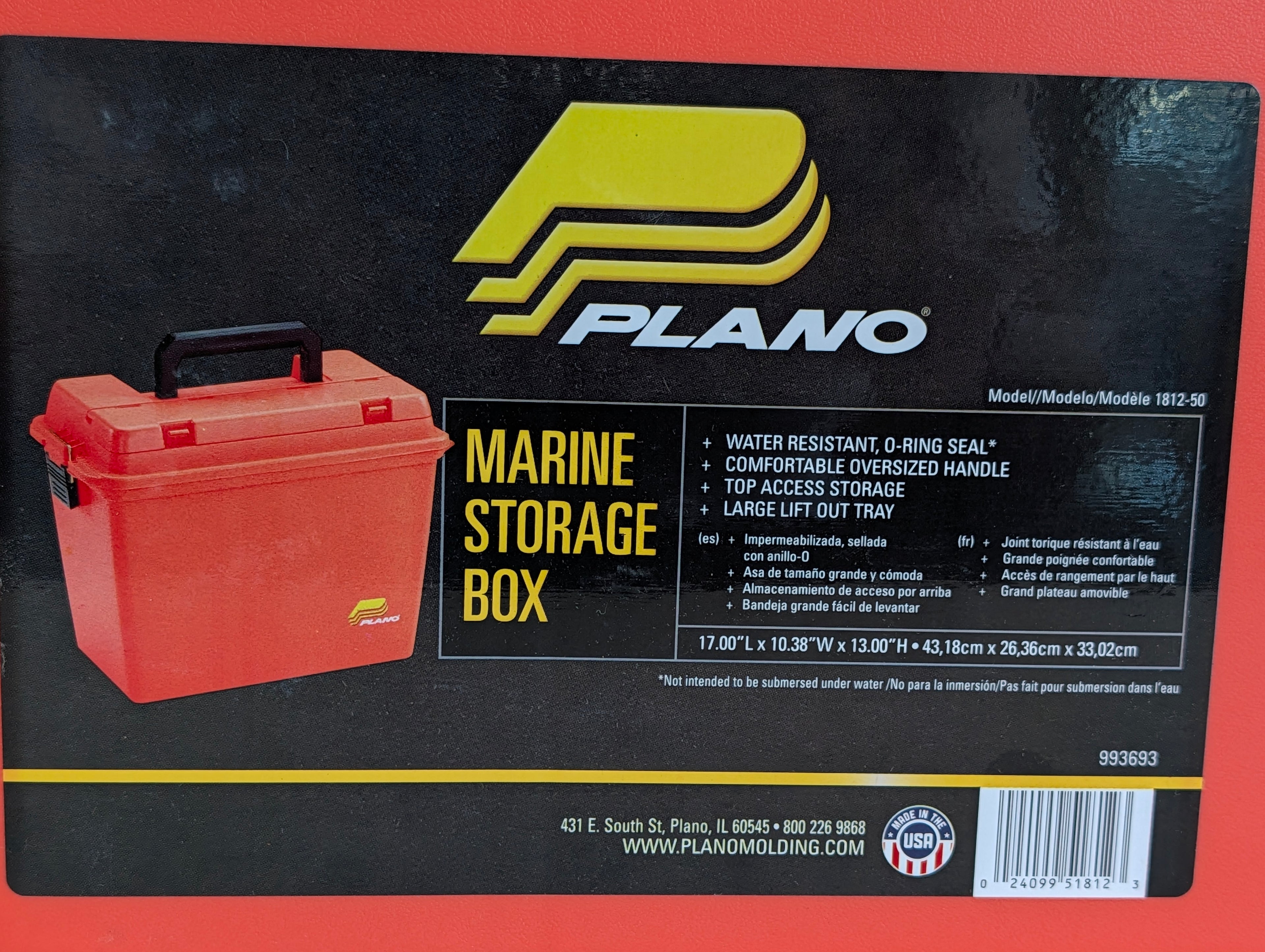Plano 1812-50 Marine Storage Box Waterproof O-Ring Seal Utility Case Red