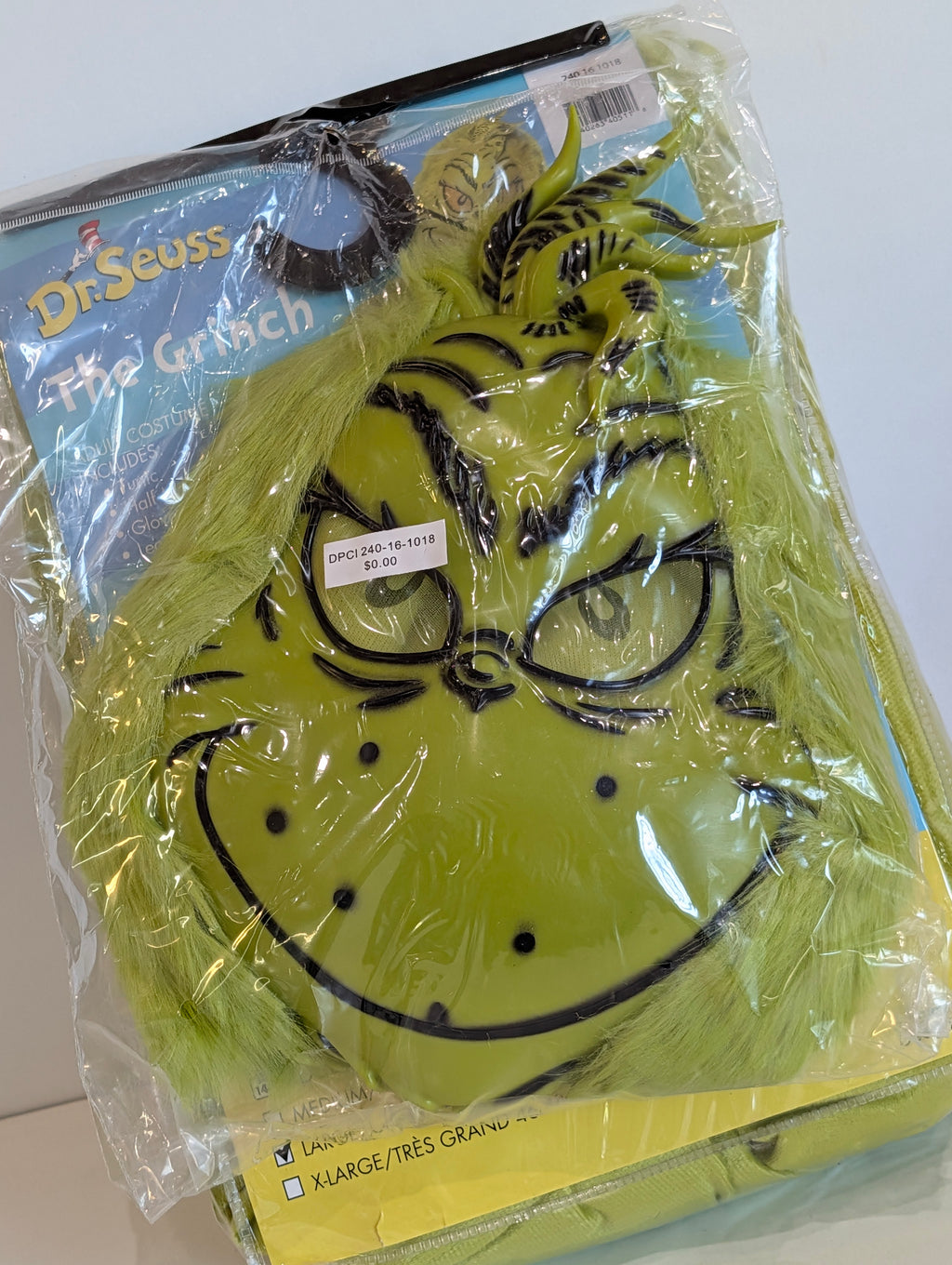 Dr Seuss The Grinch Adult Costume Large 42-44 Full Set Mask Tunic Outfit