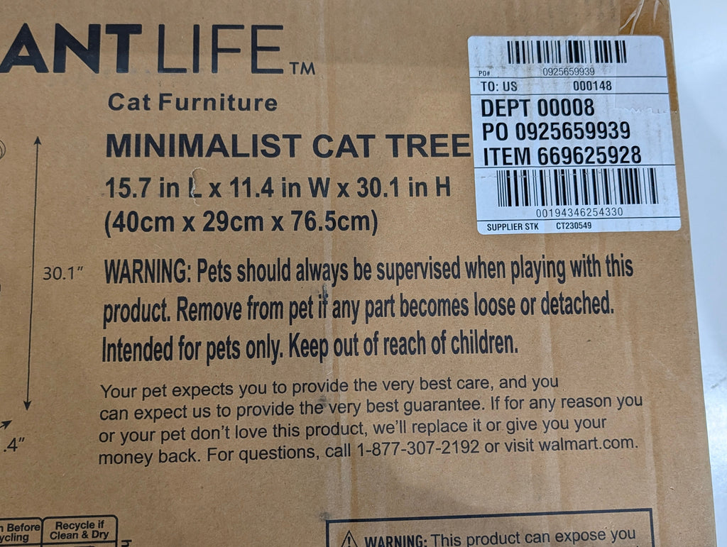 Vibrant Life Minimalist Cat Tree 30.1in Cat Furniture Condo Scratch Post