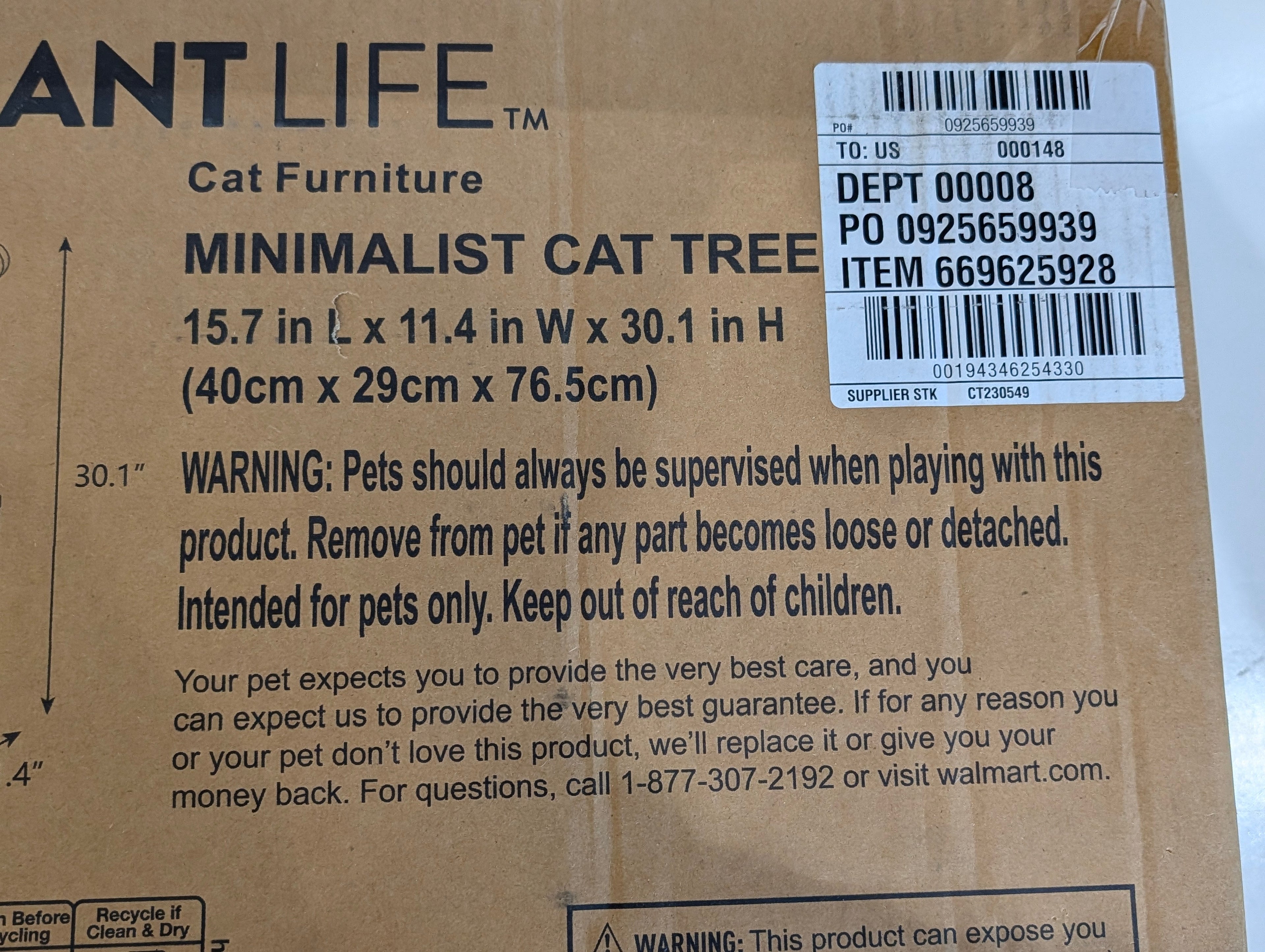 Vibrant Life Minimalist Cat Tree 30.1in Cat Furniture Condo Scratch Post