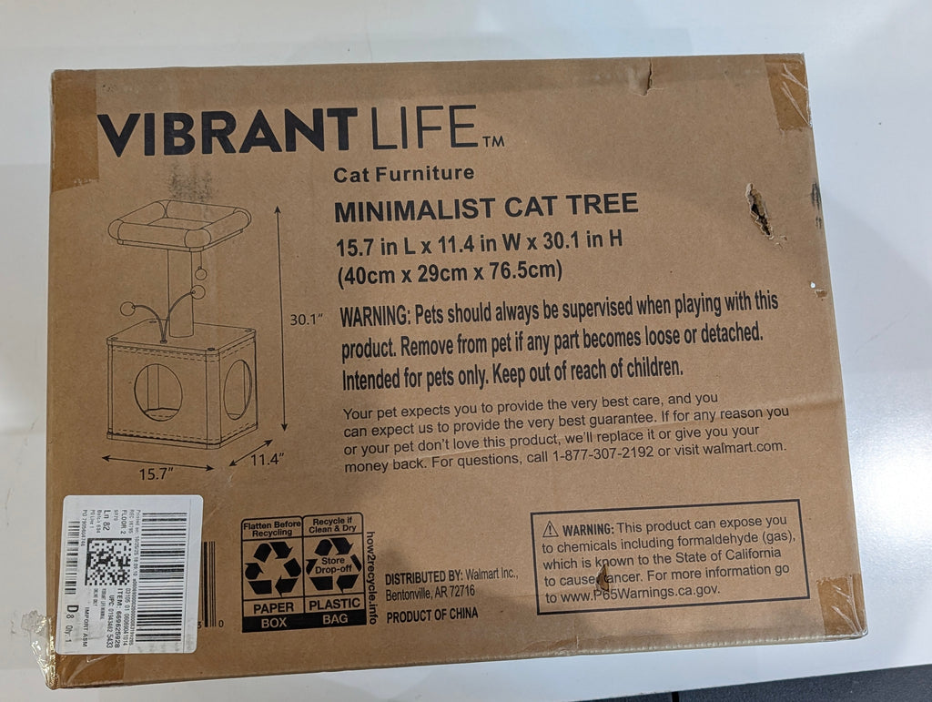 Vibrant Life Minimalist Cat Tree 30.1in Cat Furniture Condo Scratch Post