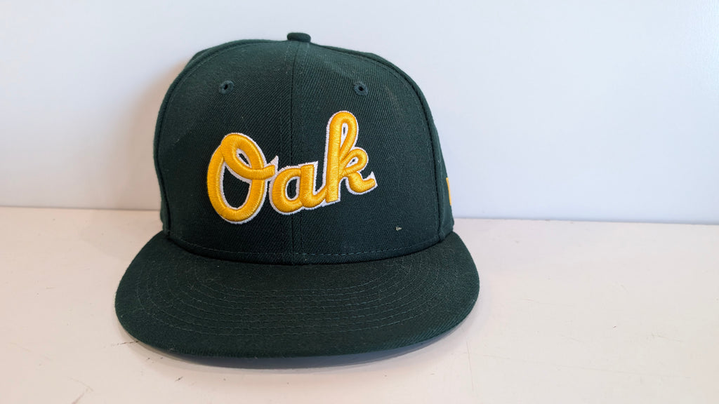 Oakland Athletics Fitted Hat Green Yellow MLB Cap Embroidered Logo Baseball