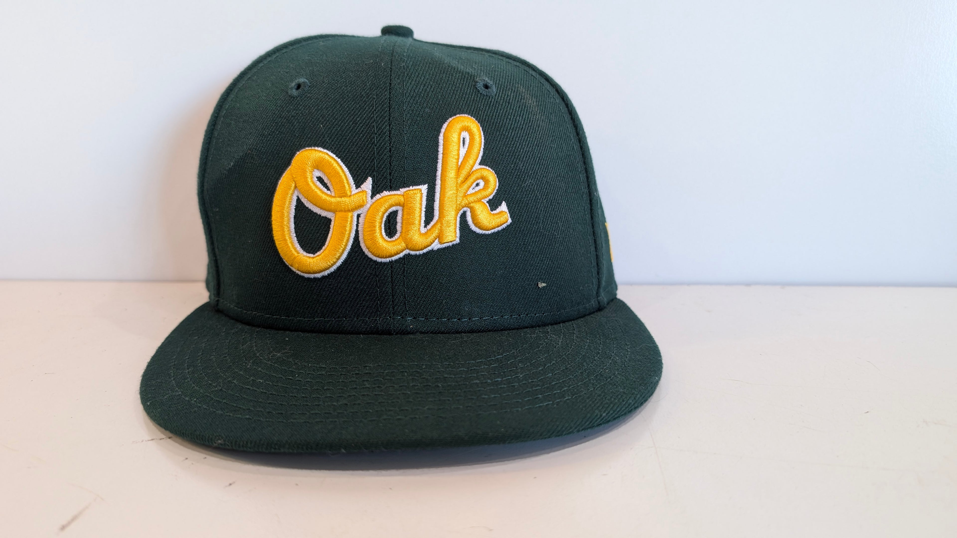 Oakland Athletics Fitted Hat Green Yellow MLB Cap Embroidered Logo Baseball