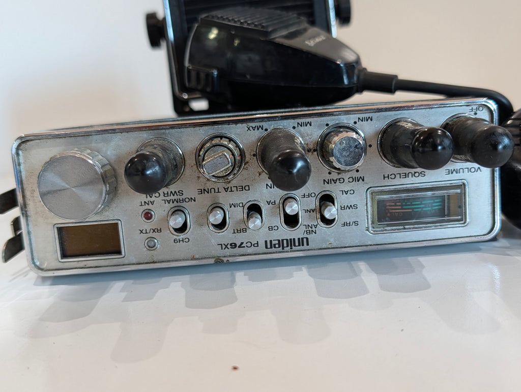Vintage Uniden PC76XL CB Radio Base Station With Microphones Speaker Setup