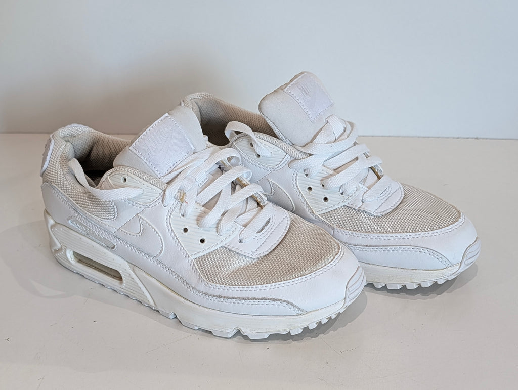 Nike Air Max 90 White Mesh Leather Sneakers Womens Size 7.5 CN8490-100 Shoes