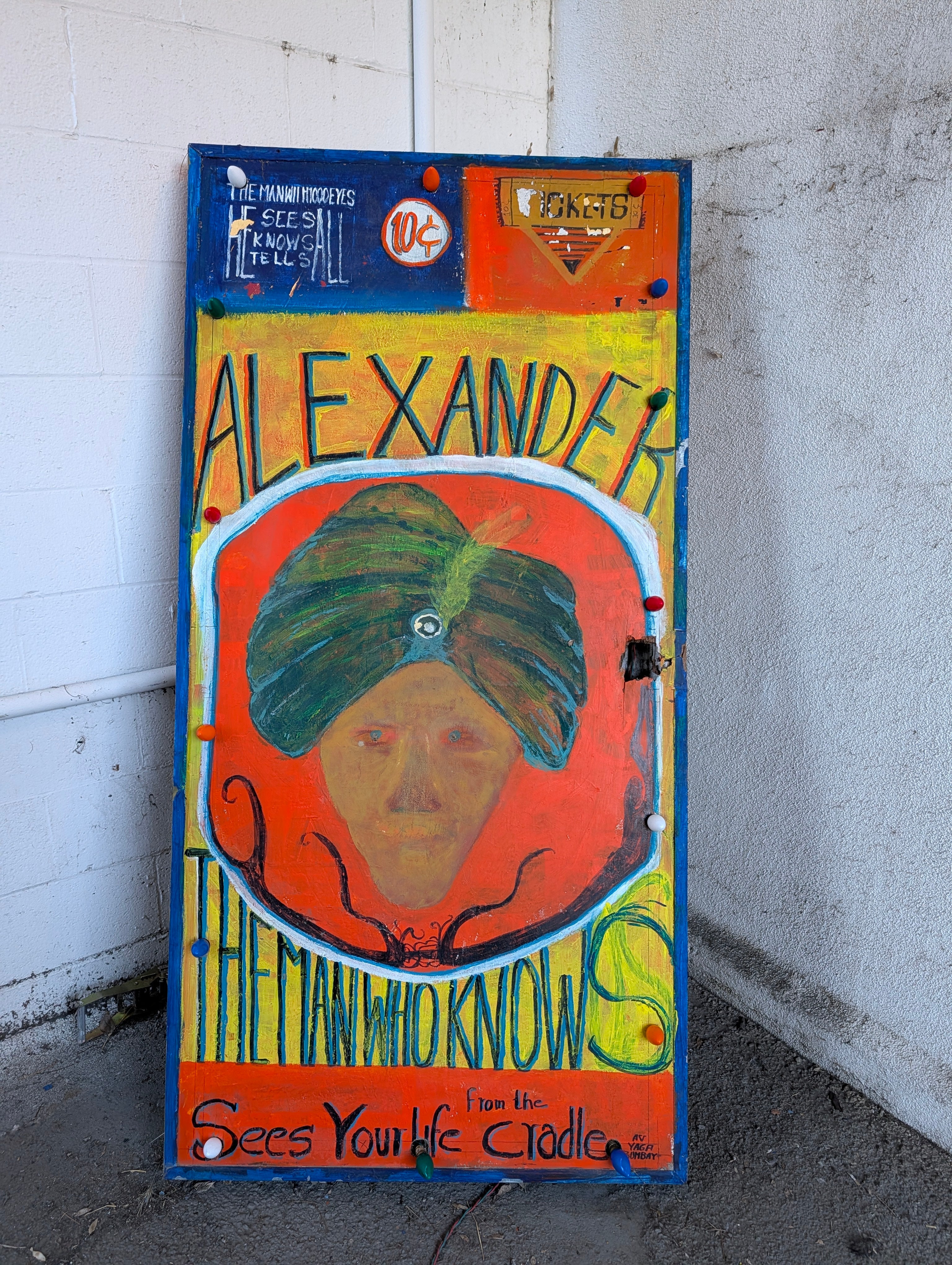 Vintage Hand Painted Fortune Teller Sign Alexander The Man Who Knows Carnival Art Decor