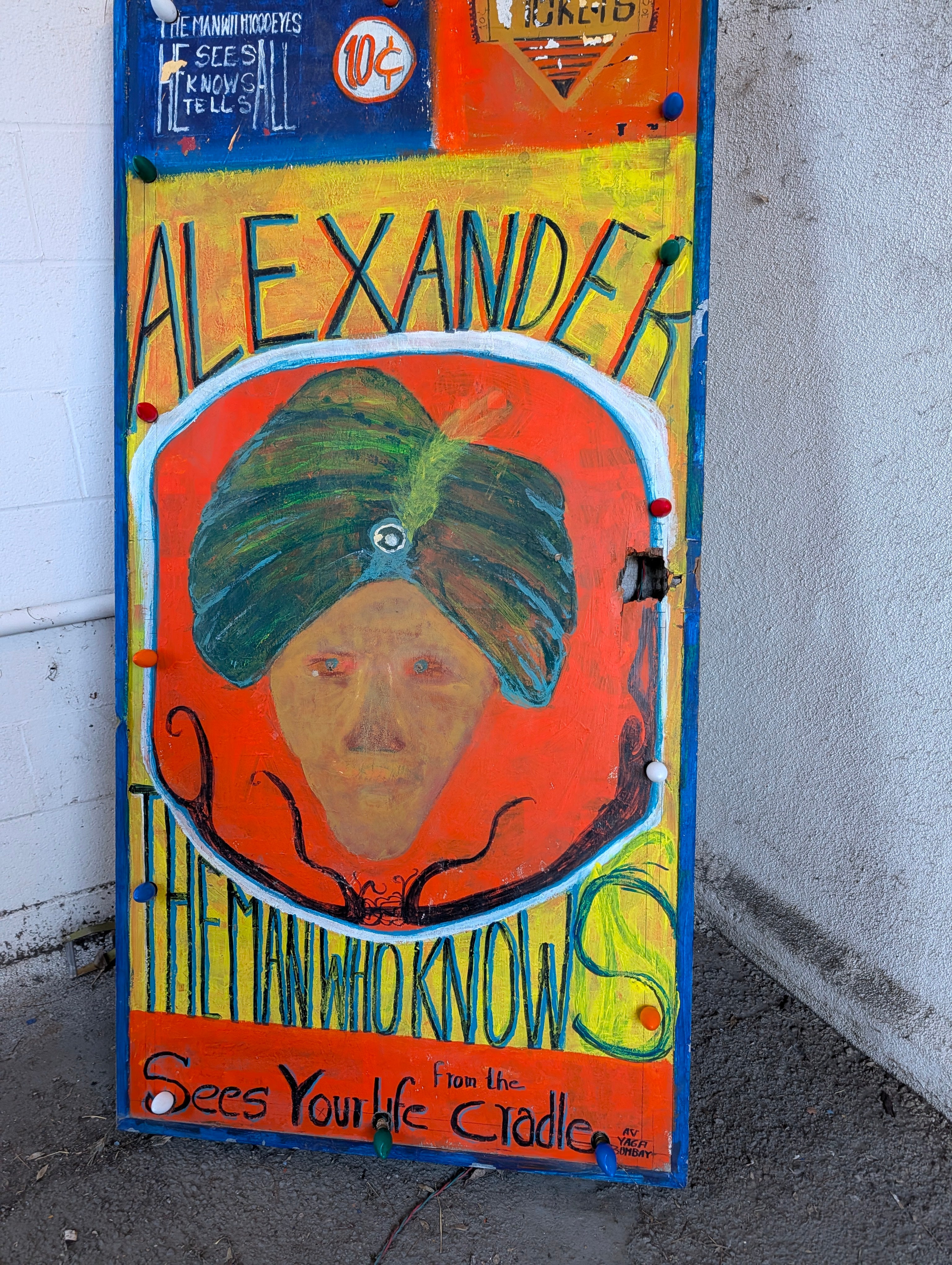 Vintage Hand Painted Fortune Teller Sign Alexander The Man Who Knows Carnival Art Decor