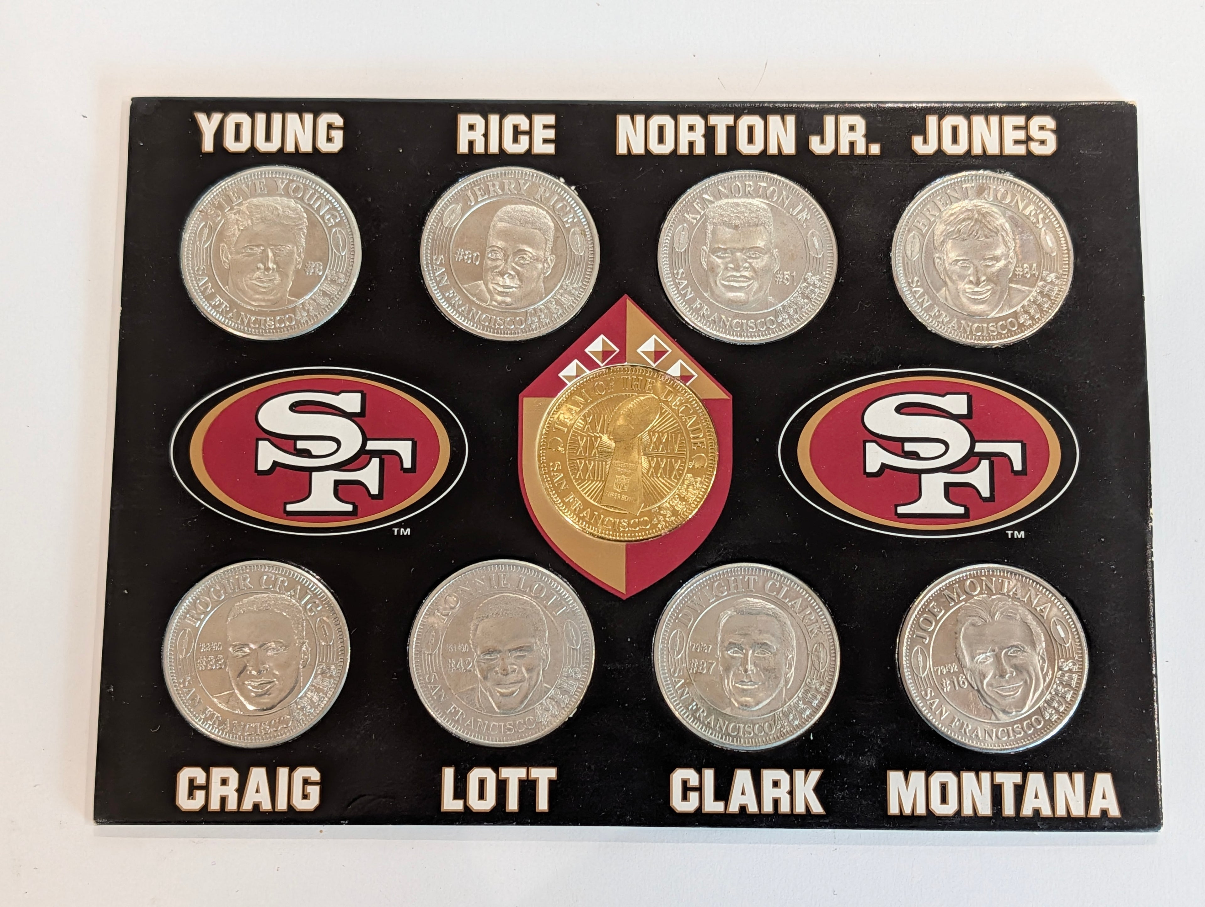 Vintage San Francisco 49ers Save Mart 9 Coin Collector Plaque Rice Montana