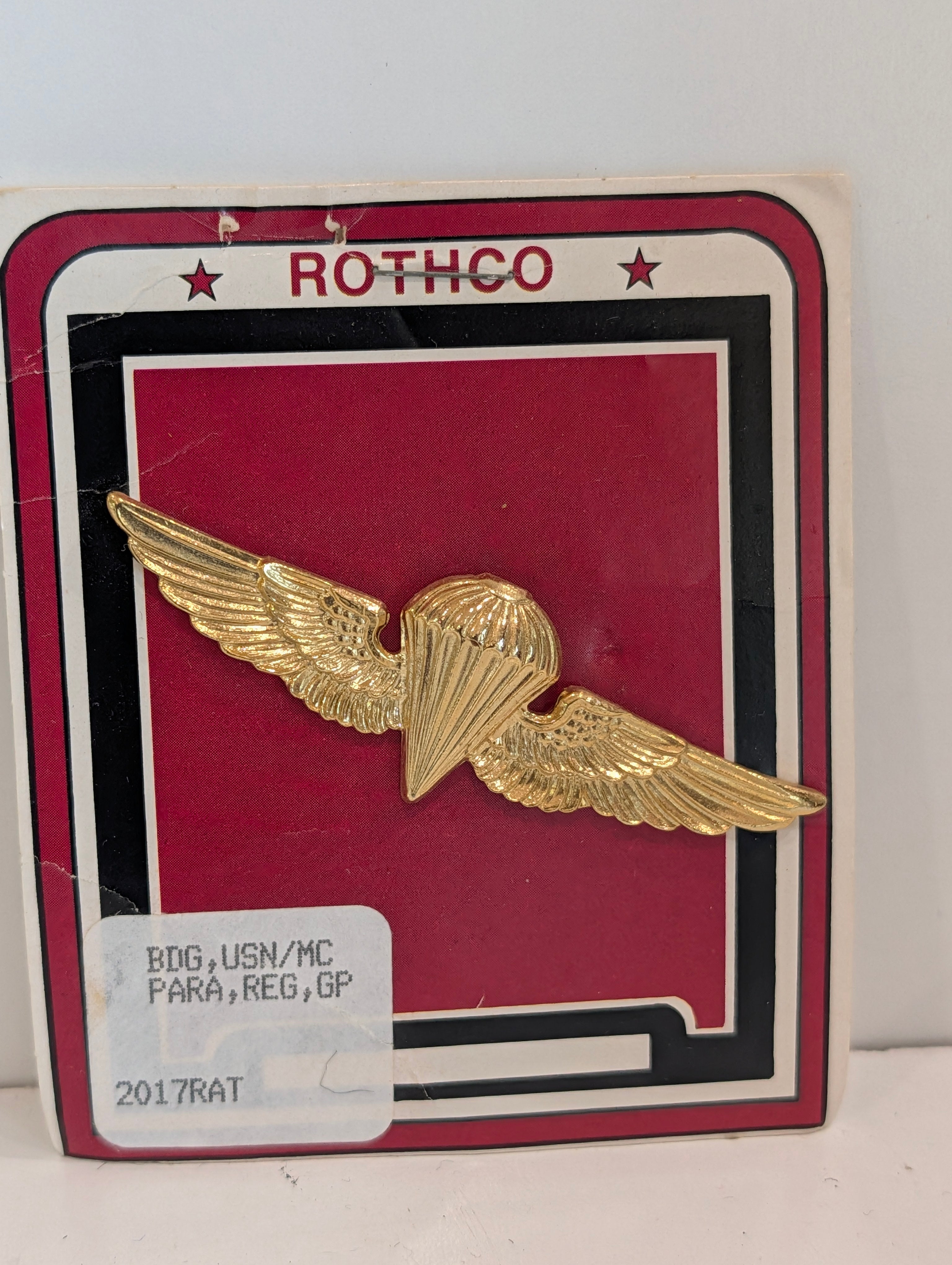 Rothco USN USMC Parachutist Wings Badge Gold Tone Jump Wings Military Pin
