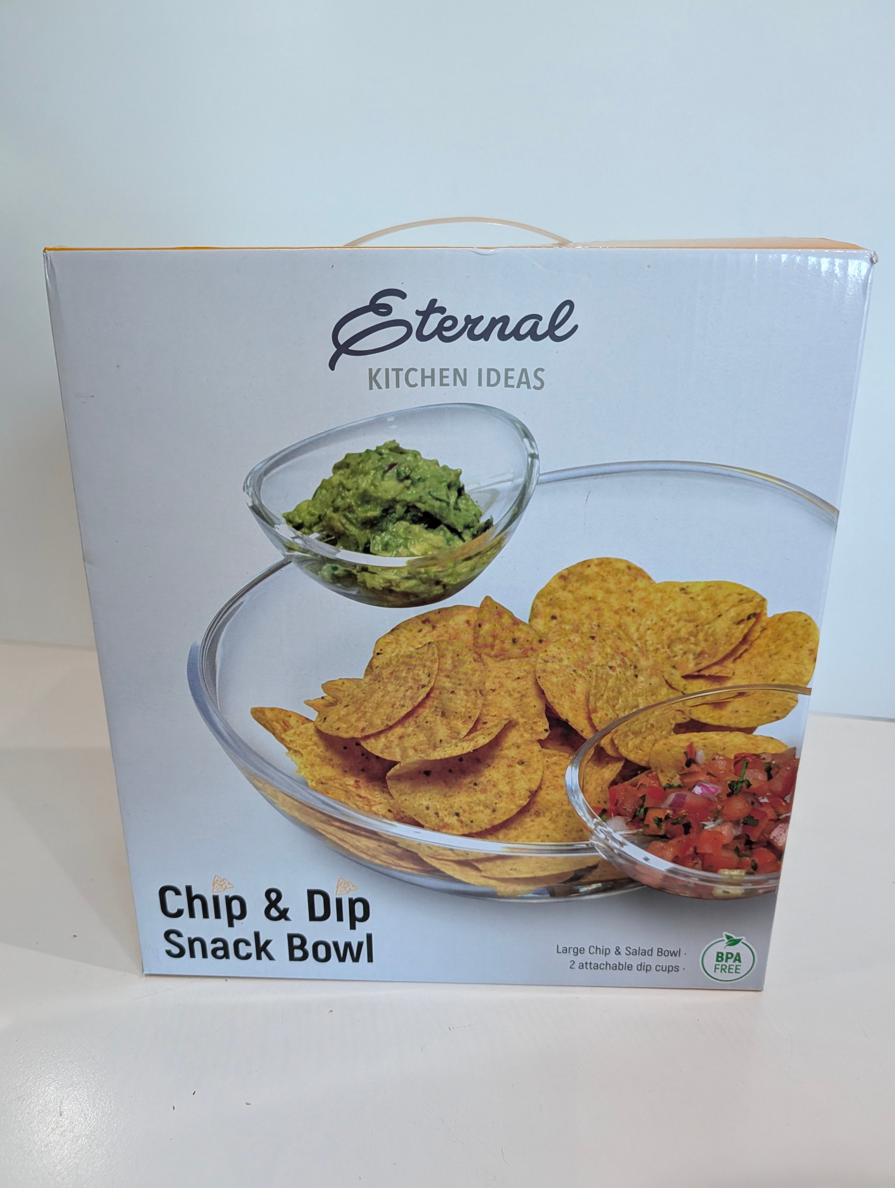 Eternal Kitchen Ideas Chip Dip Snack Bowl Set Glass Serving Bowl W Dip Cups New