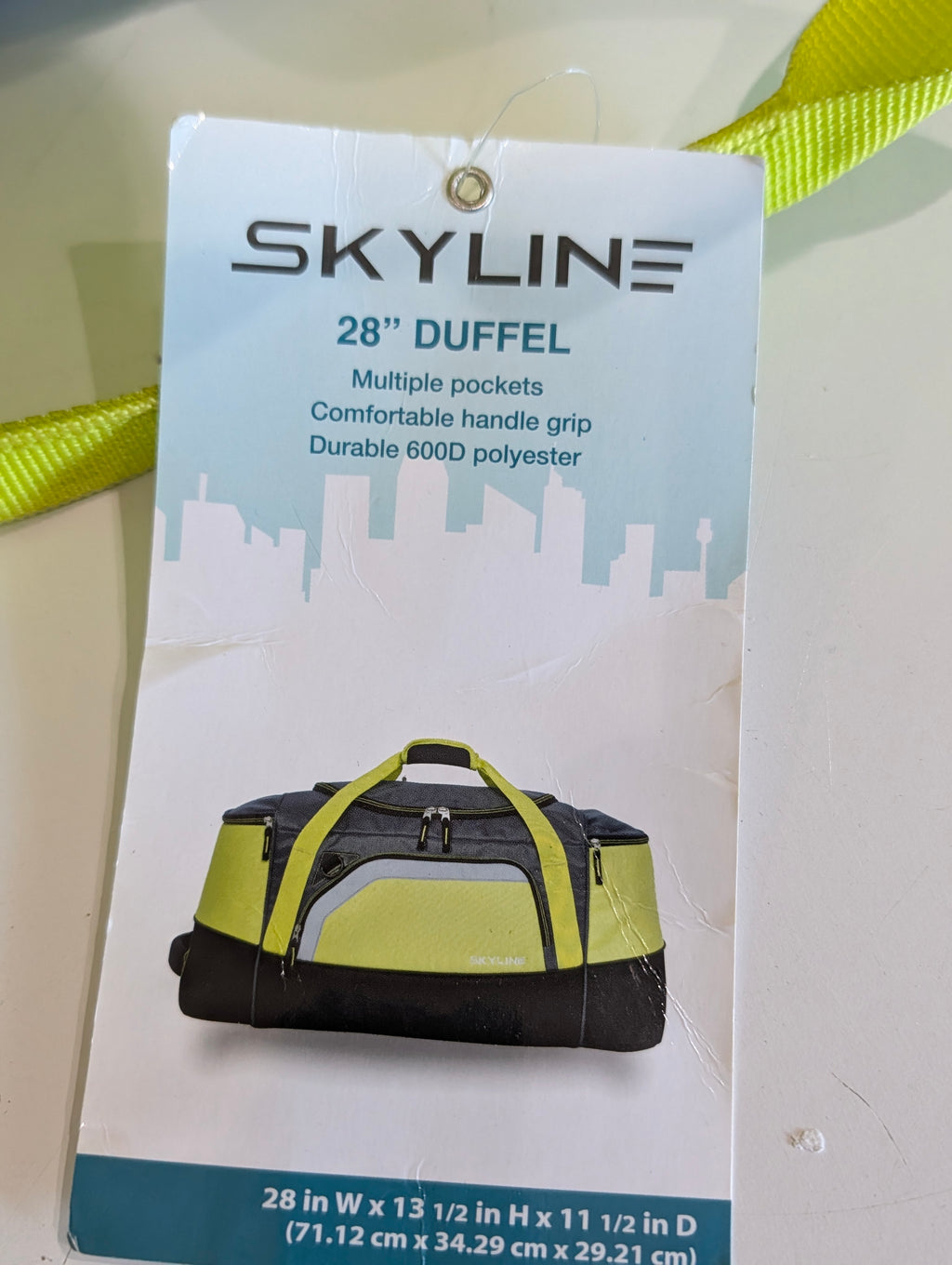 Skyline 28 Inch Duffel Bag Gray Neon Yellow Multi Pocket Travel Gym Bag Nylon