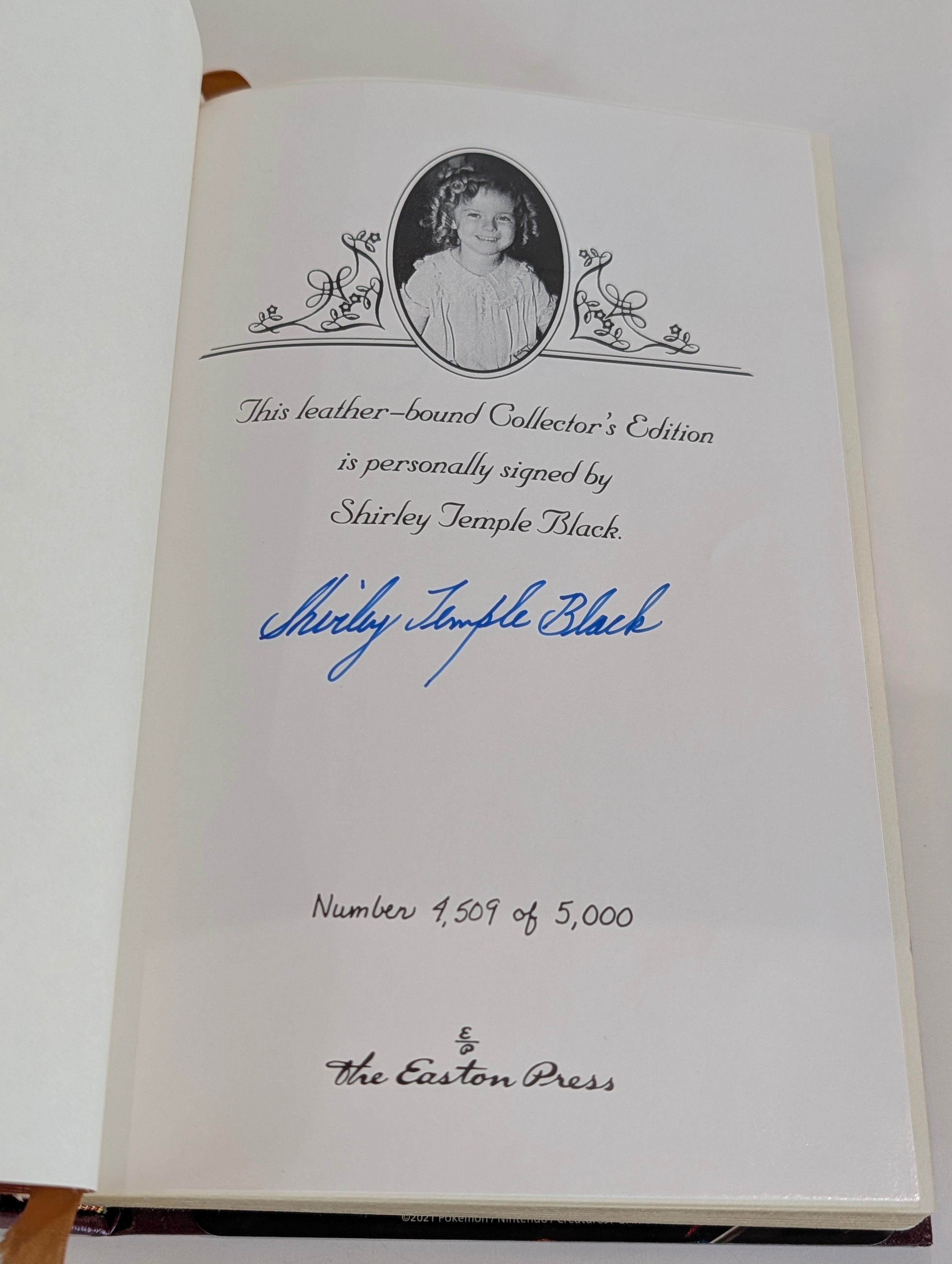 Autographed Shirley Temple Black Child Star Easton Press Leather Book Limited Ed