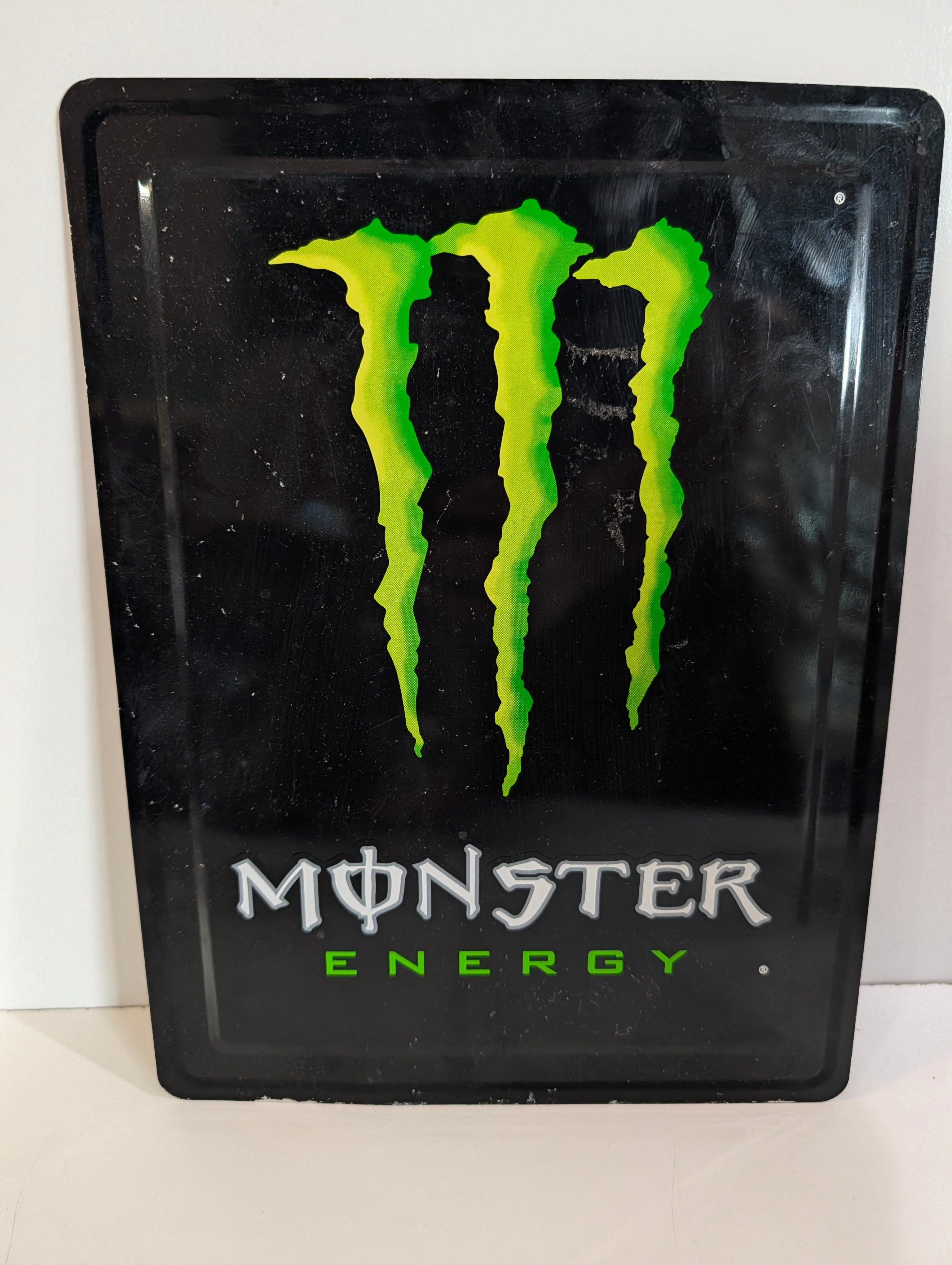 Monster Energy Green Claw Logo Metal Tin Sign Black Bar Garage Wall Decor