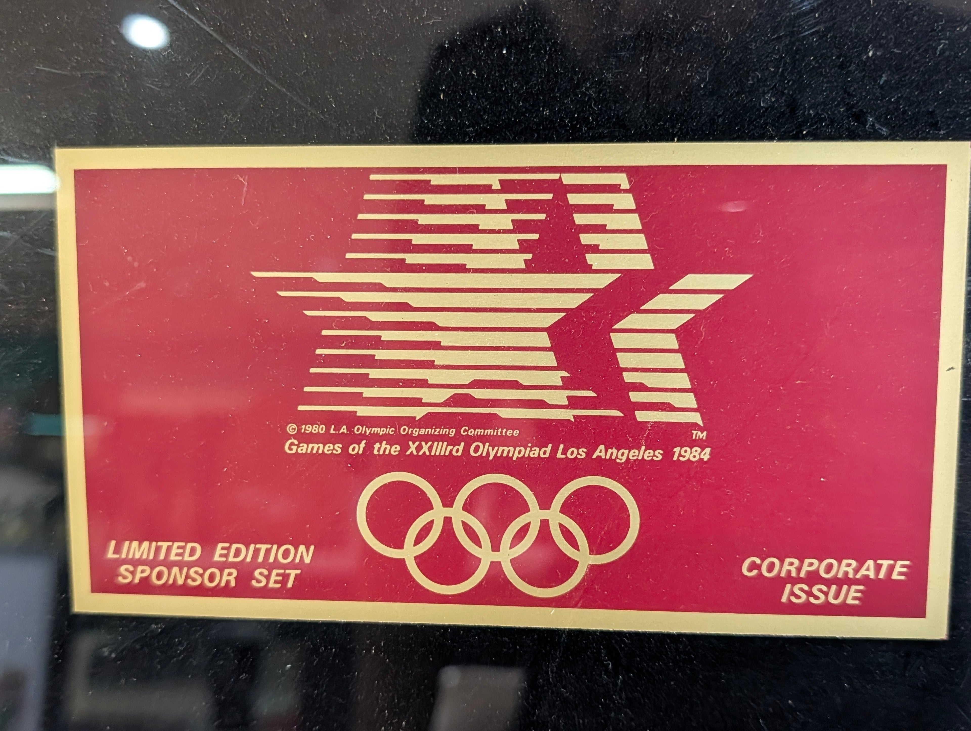 Vintage 1984 Los Angeles Olympics Pin Set Framed Corporate Sponsor Display Rare