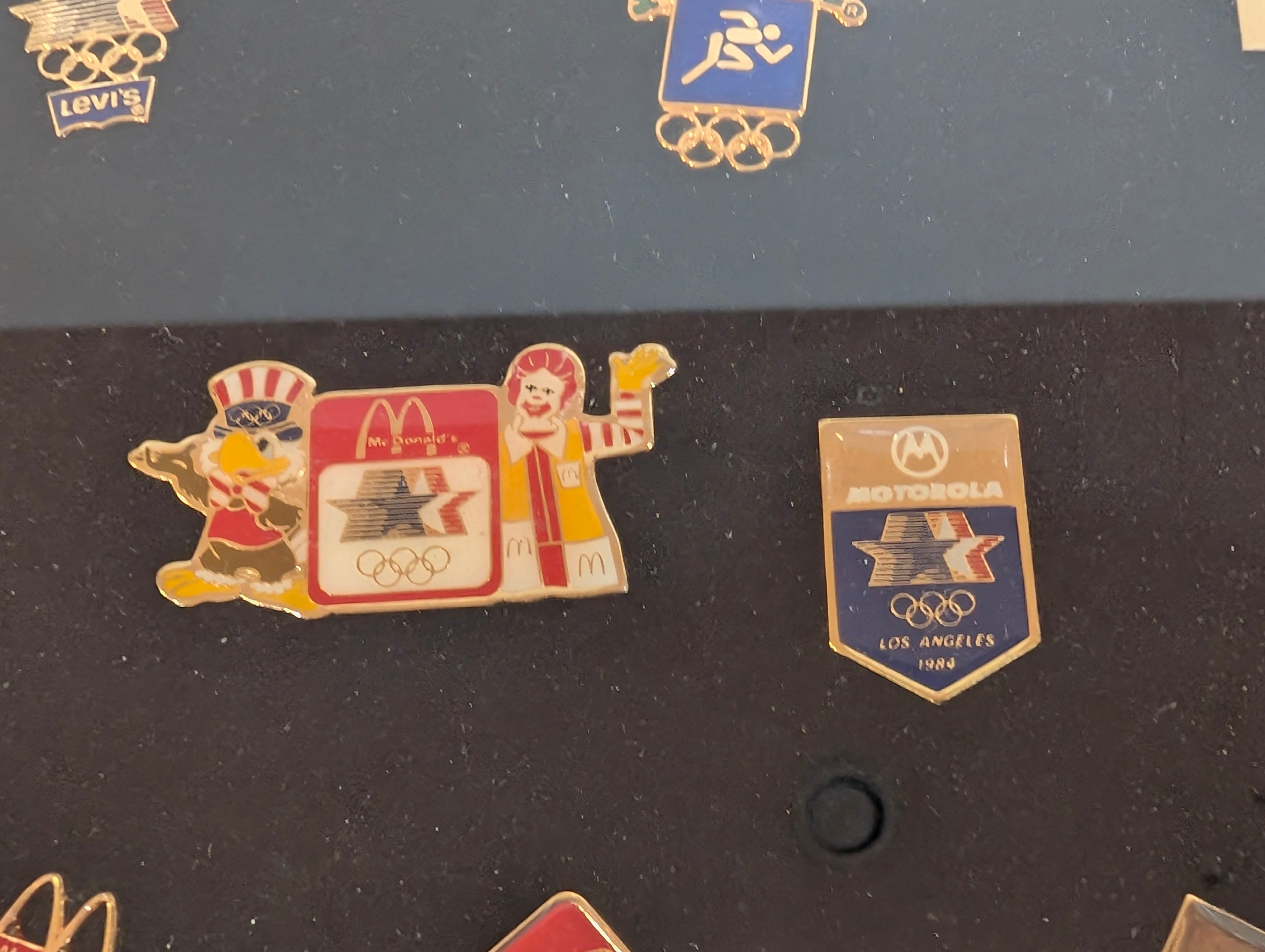 Vintage 1984 Los Angeles Olympics Pin Set Framed Corporate Sponsor Display Rare